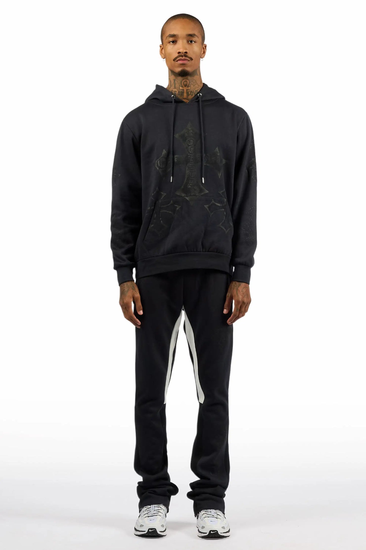 Marzion Navy/Black Hoodie/Stacked Flare Track Set