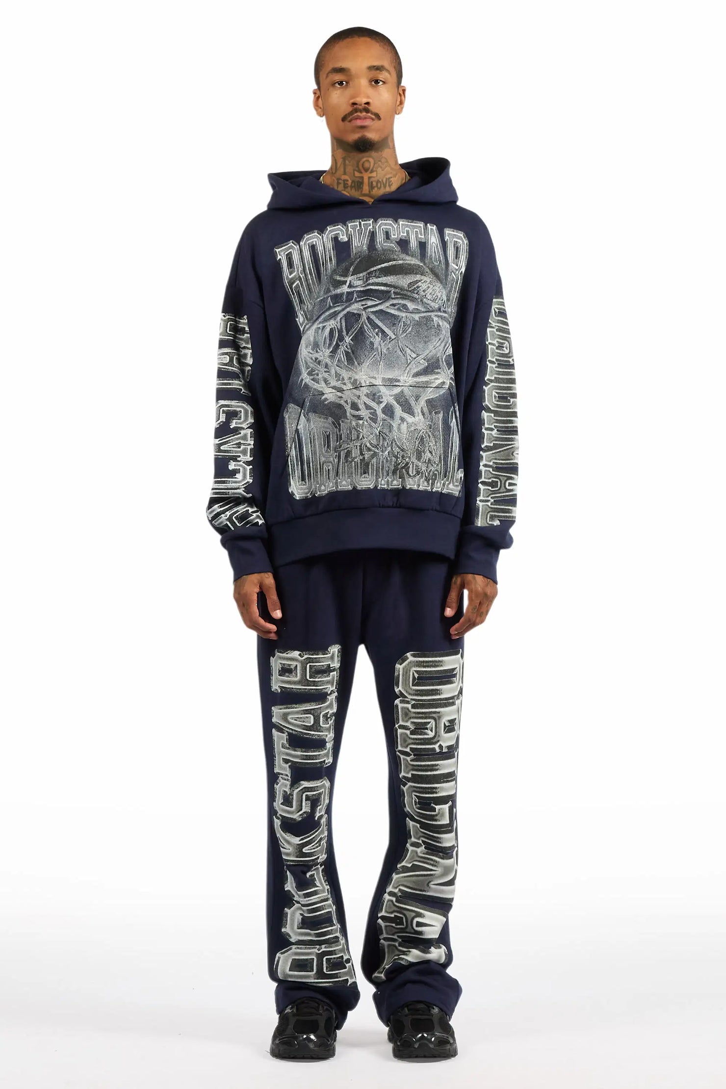 Rleague Navy Hoodie/Baggy Pant Track Set