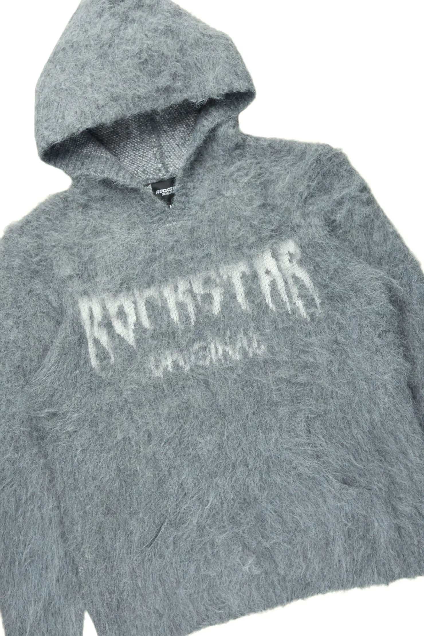 Andros Grey/Dark Grey Mohair Hoodie/Stacked Flare Jean Set