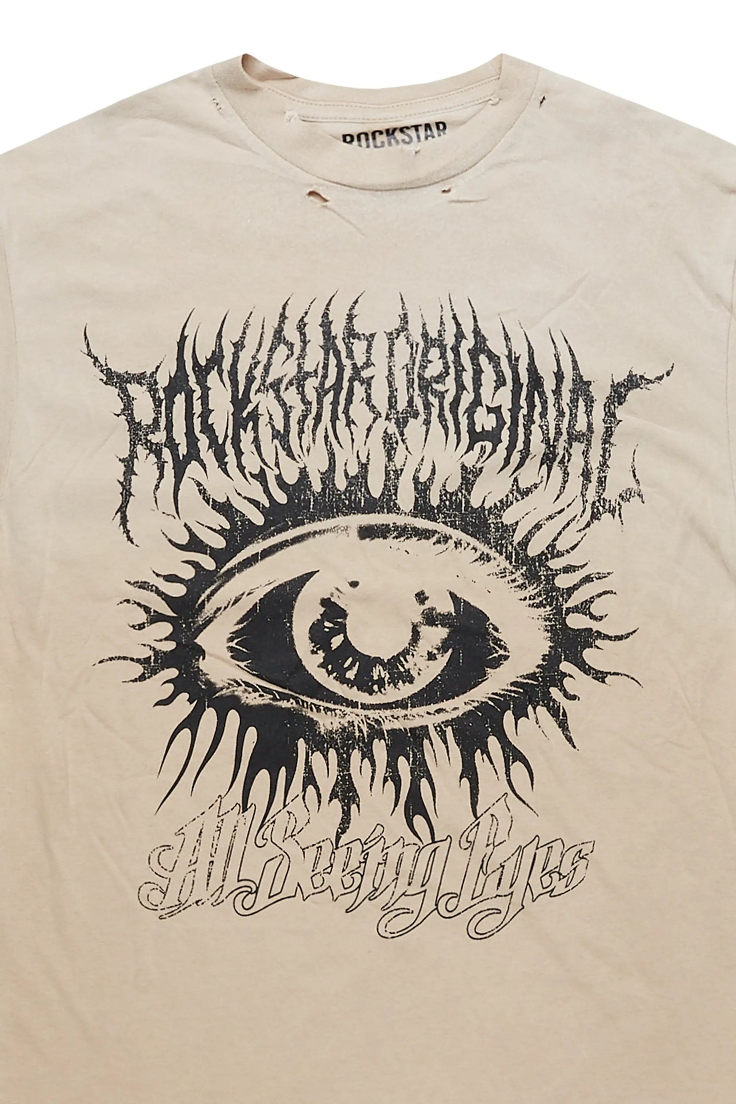 All Seeing Eyes Beige Graphic T-Shirt