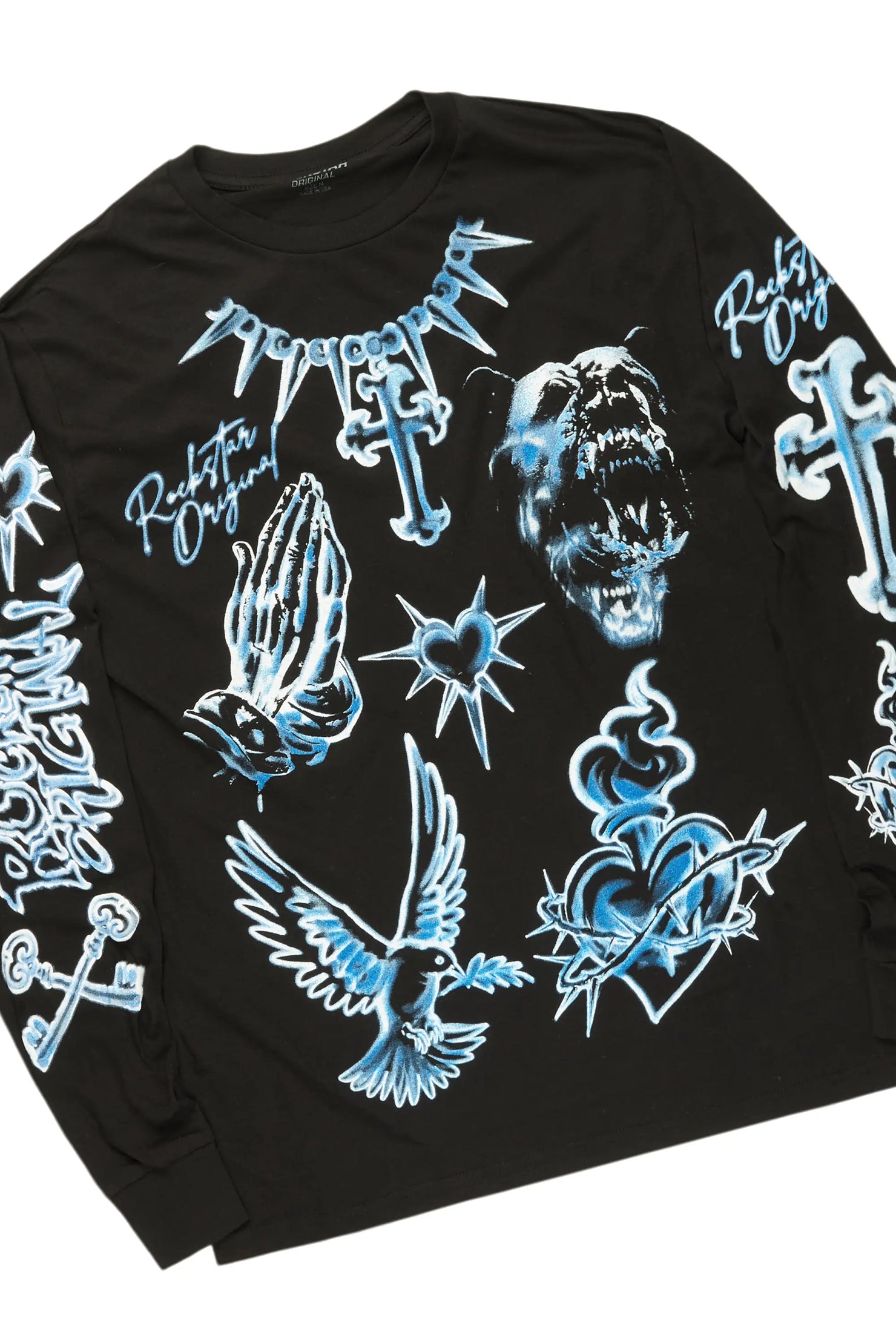 Valar Black/Blue Long Sleeve/Stacked Flare Jean Set