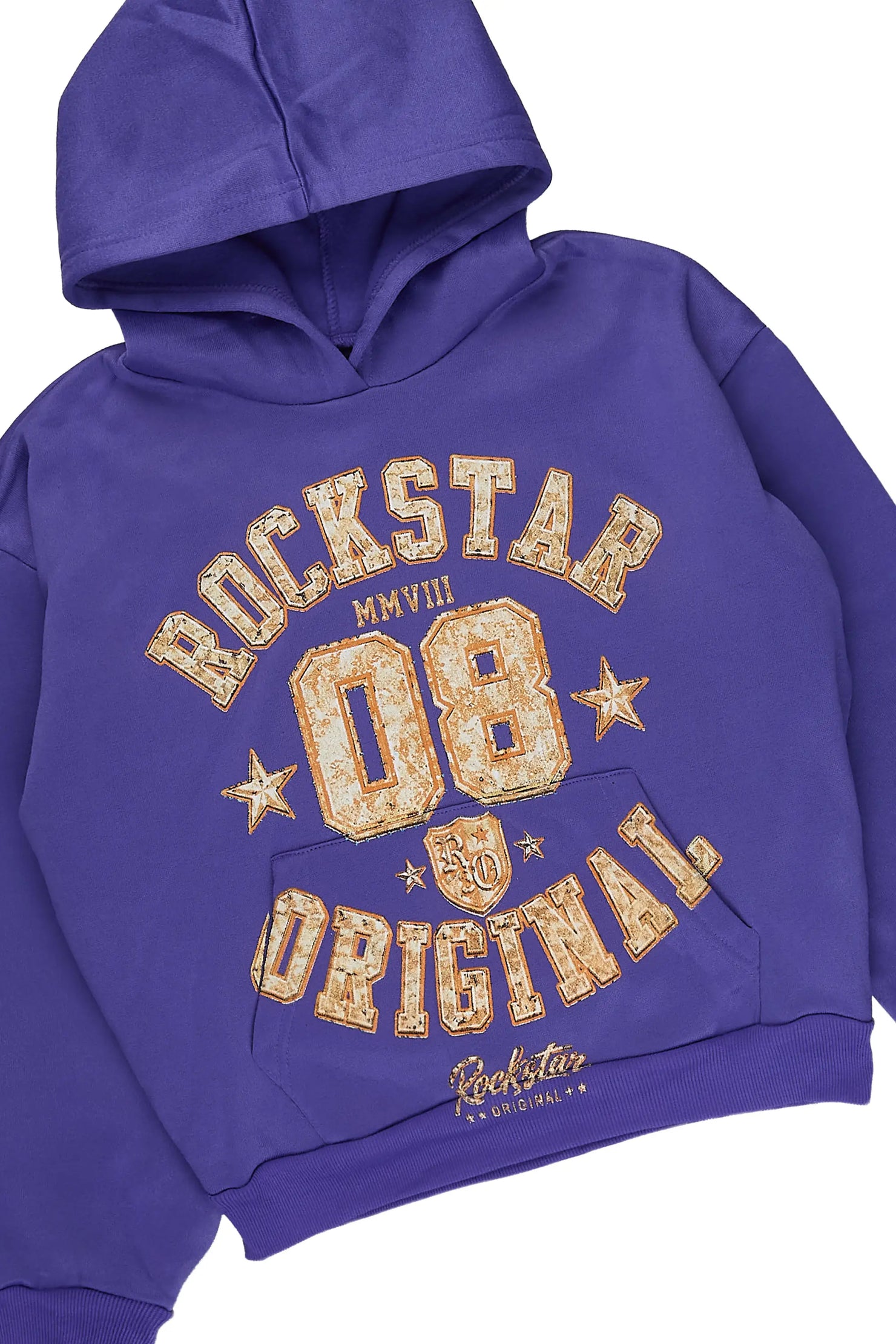 Girls Atrameny Purple/Cream Stacked Hoodie Track Set