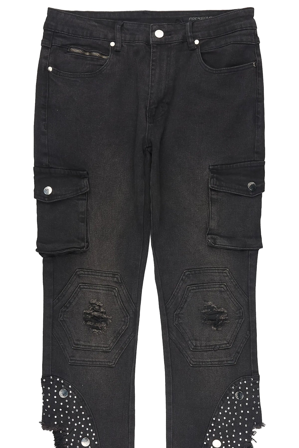 Delevan Black Rhinestone Stacked Fit Jean