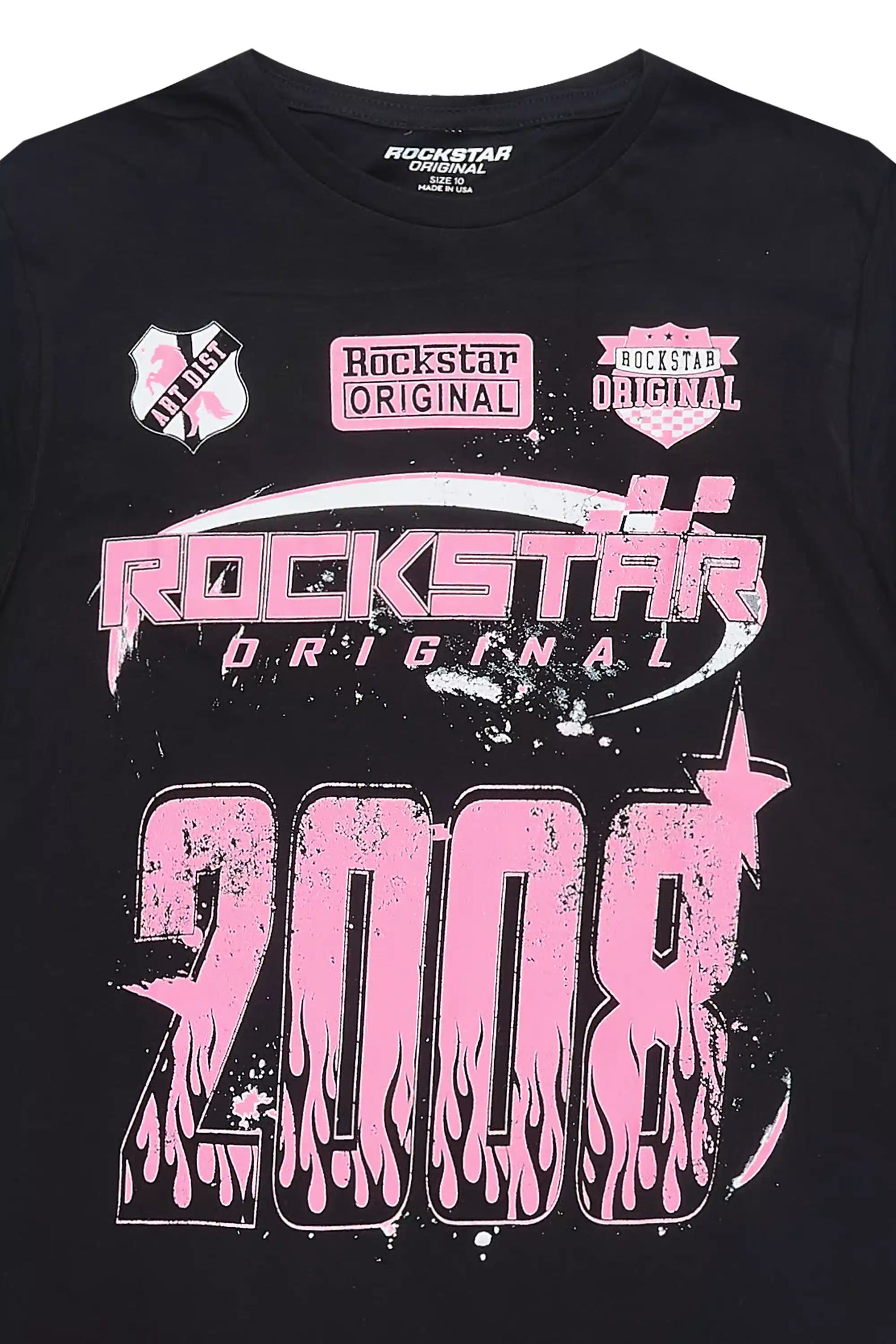 Girls Esha Black/Pink Graphic T-Shirt