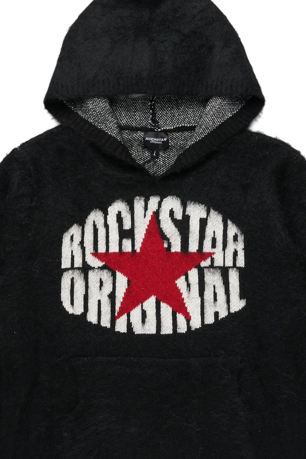 States Black Graphic Knitted Hoodie