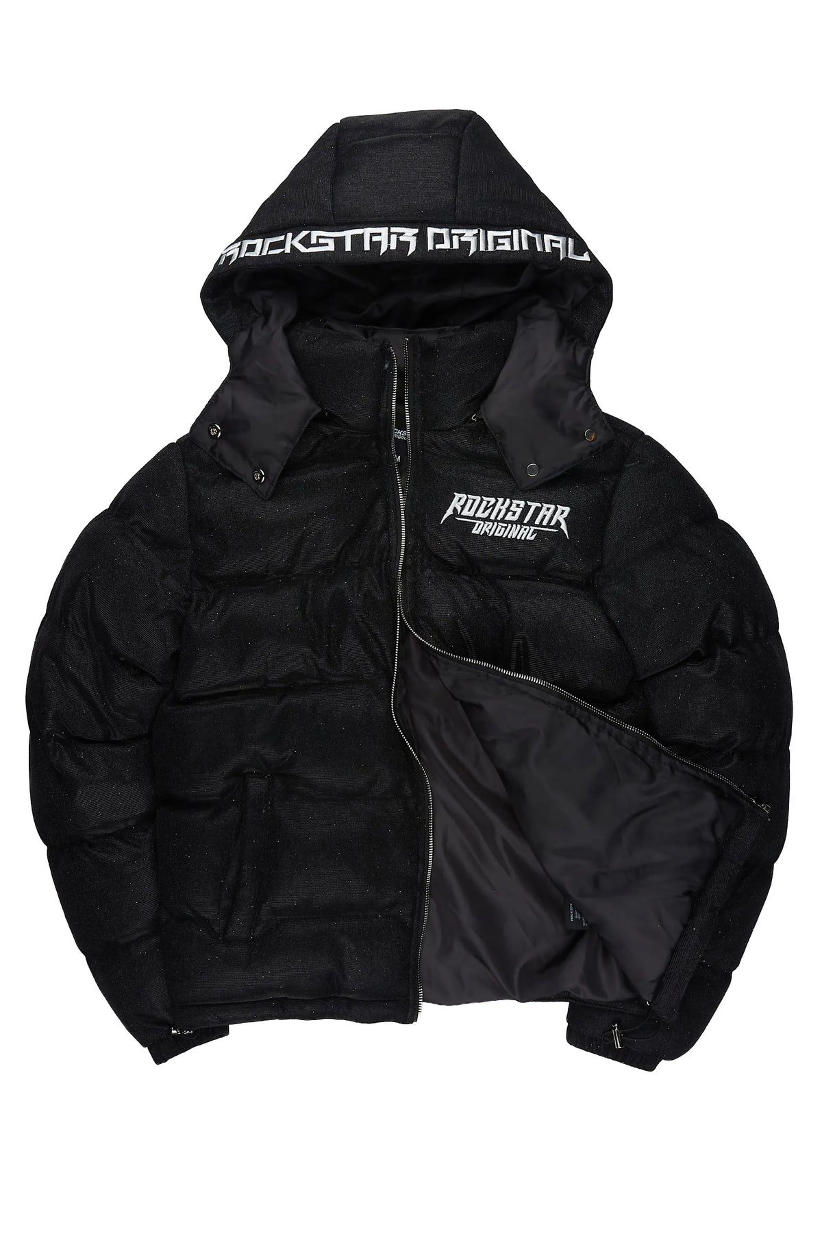 Meranda Black 2.0 Oversized Glitter Puffer Jacket