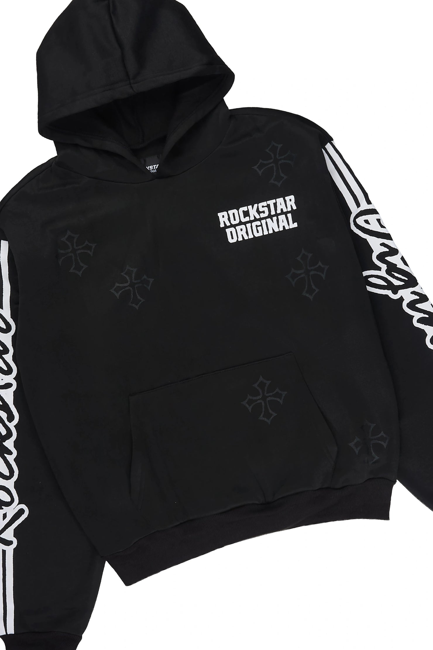 Boys Osso Black Hoodie Stacked Track Set