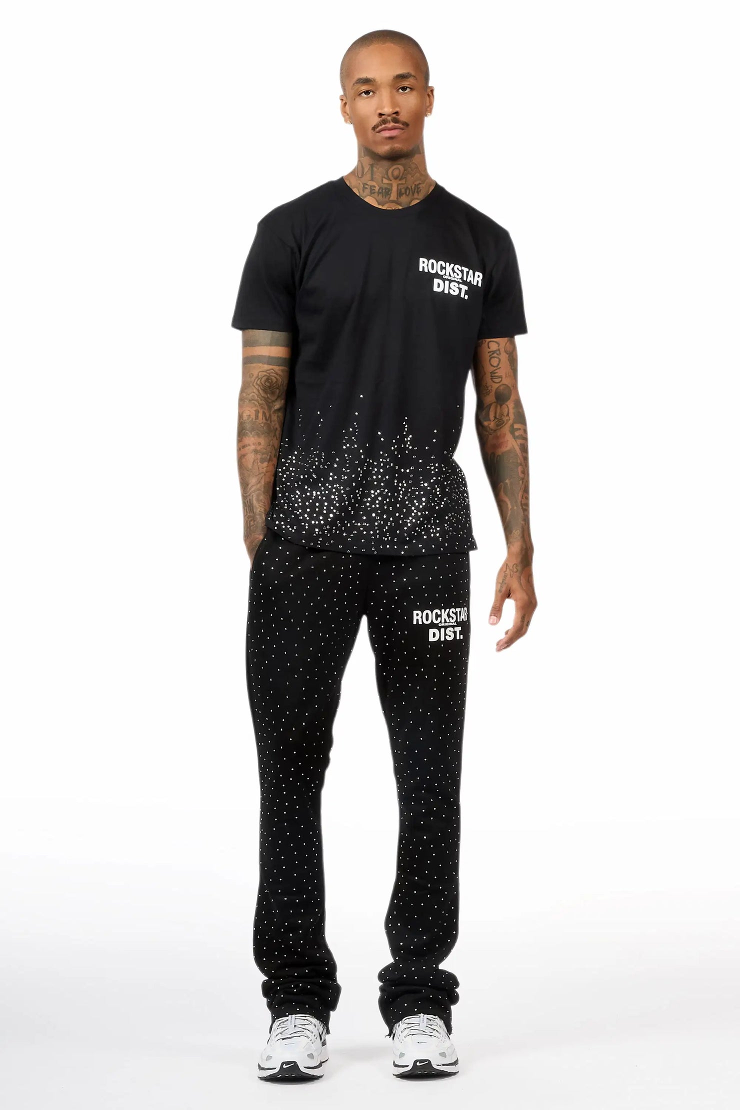Alpine Black/Black Rhinestone T-Shirt/Stacked Track Set