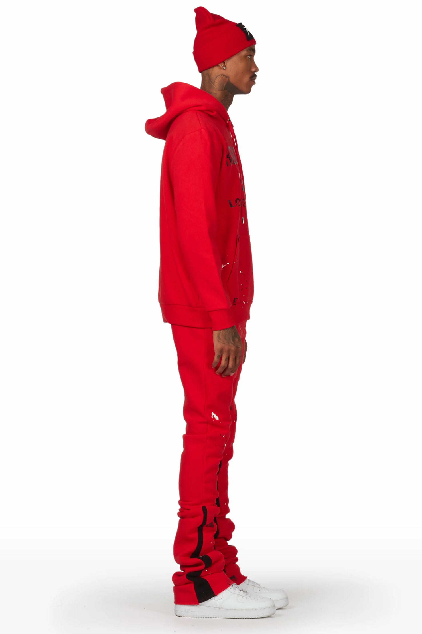 Scottie Red Hoodie Super Stacked Flare Track Set