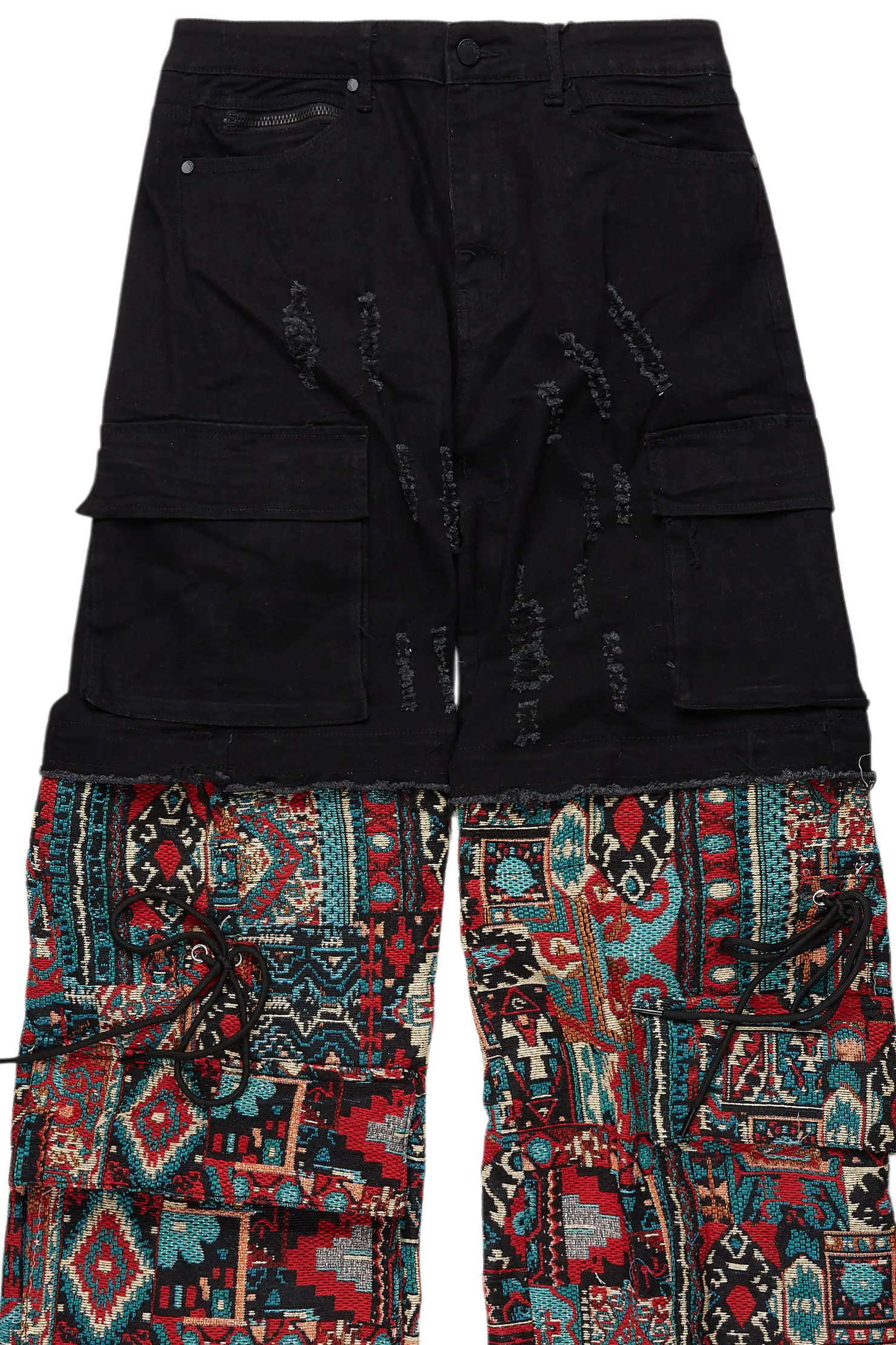 Baatar Jet Black Tapestry Baggy Fit Jean