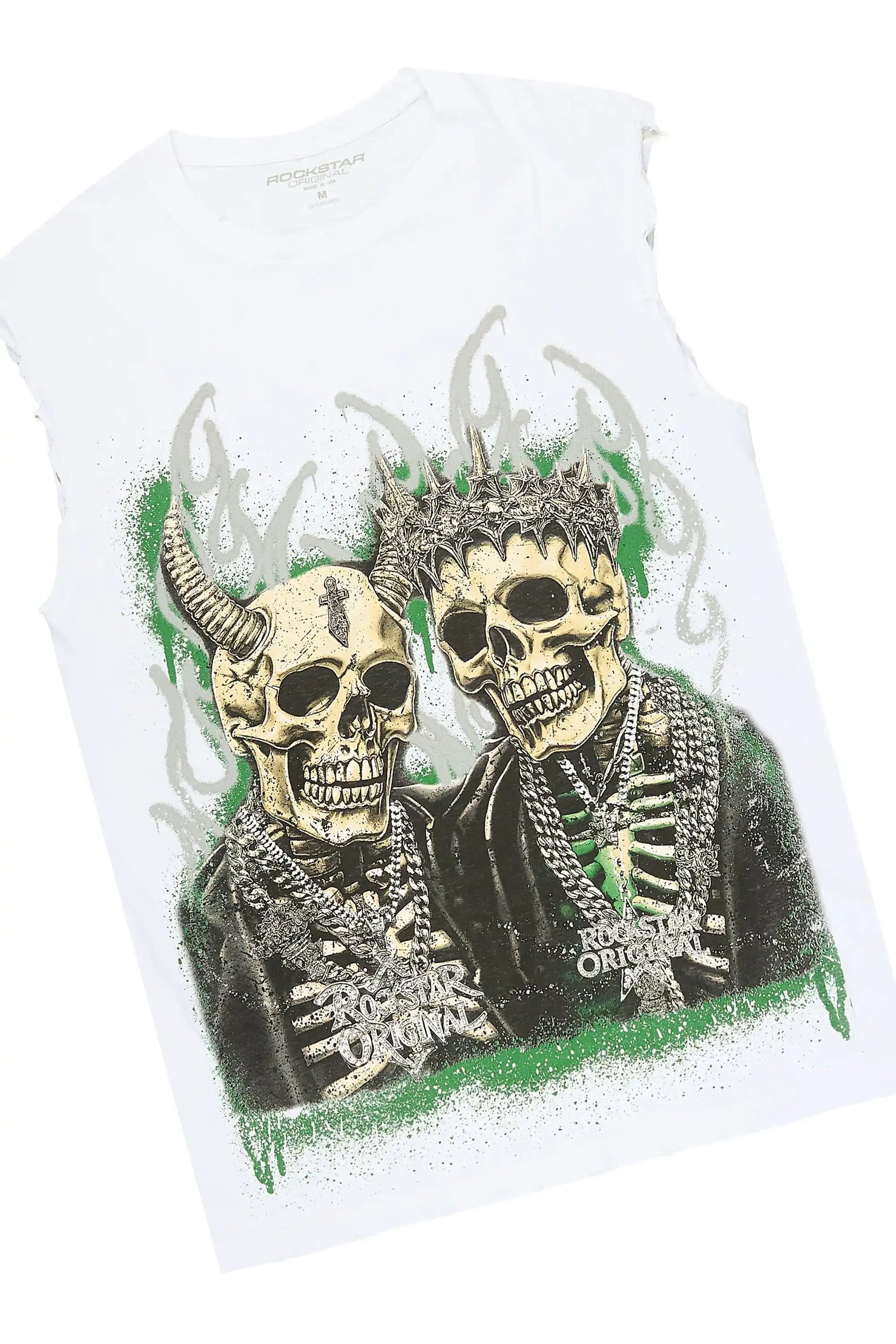 Kingston White/Grey Graphic T-Shirt & Mahesh Baggy Cargo Jean Short Set