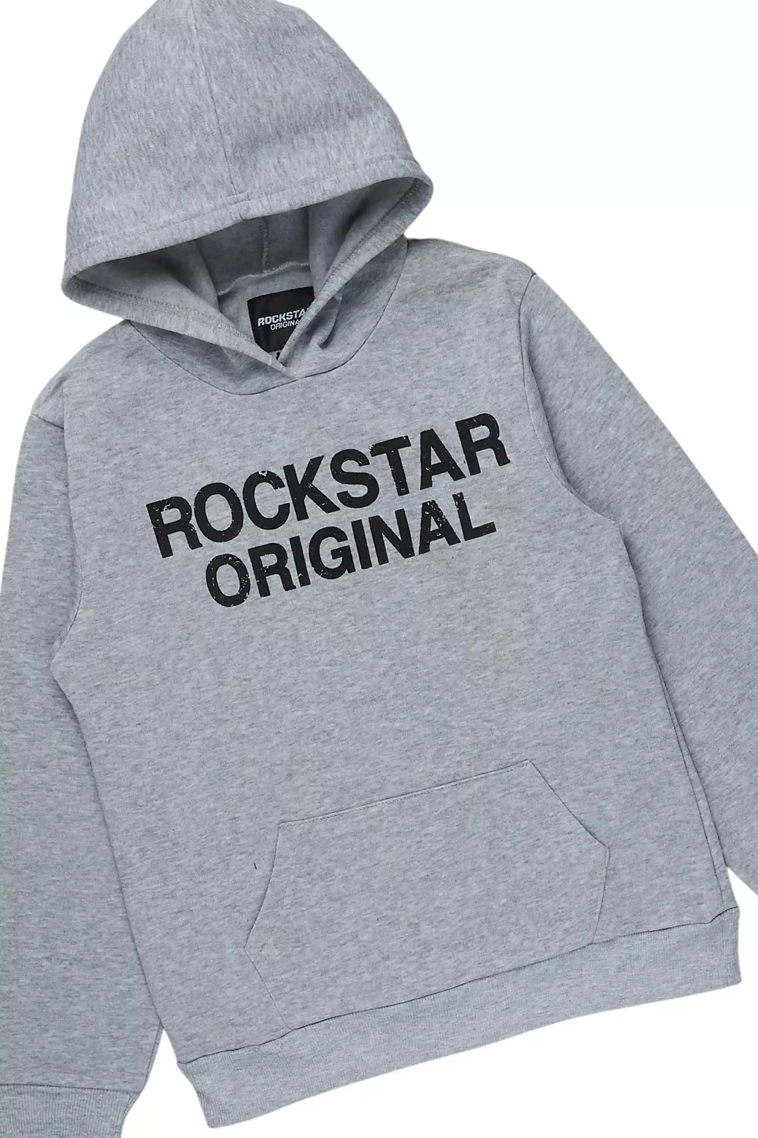 Boys Deniska Heather Grey/Black Hoodie Track Pant Set