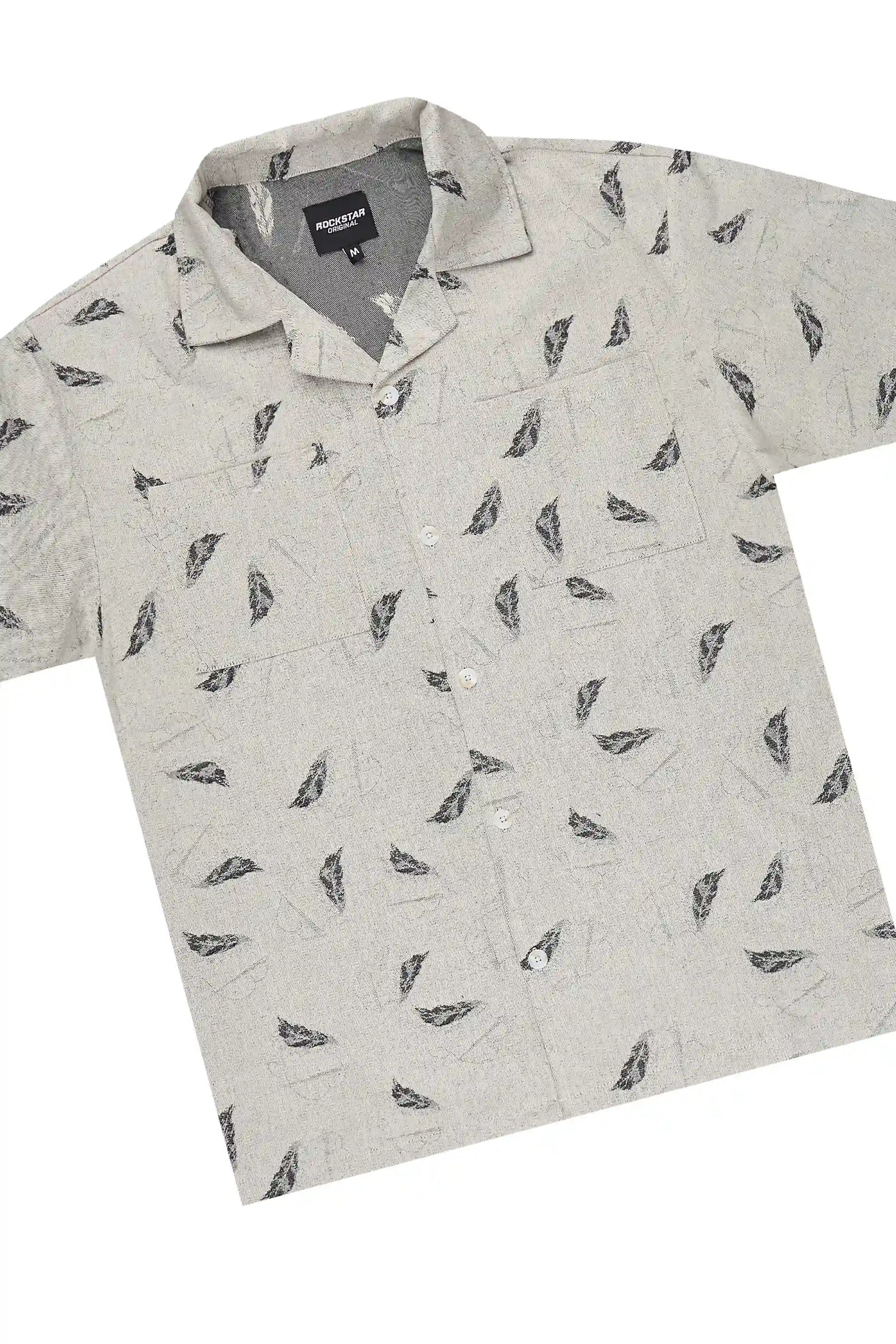 Halo Beige Button Down Shirt/Short Set