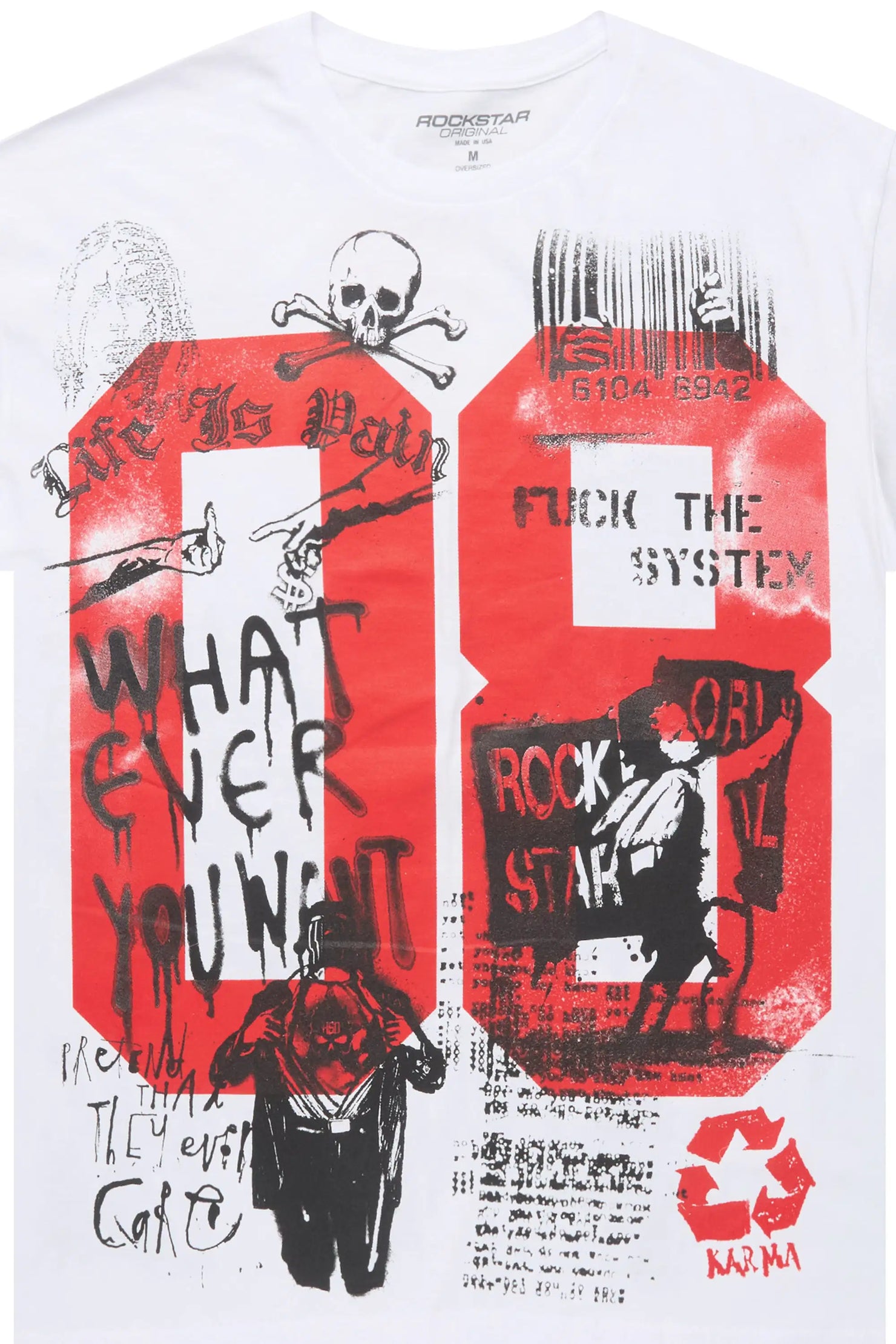 Grill 3.0 White/Red Oversized Graphic T-Shirt