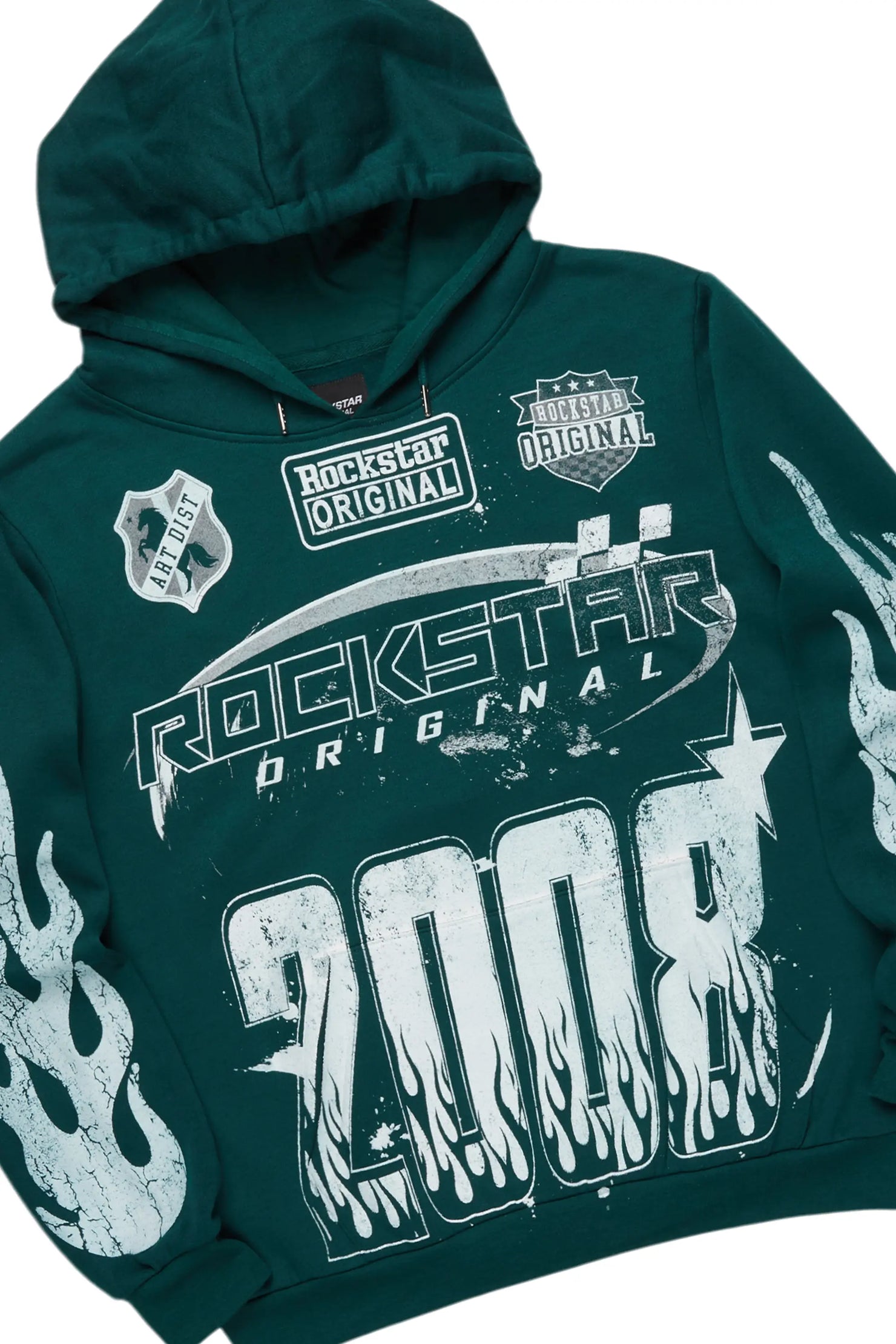 Amos Dark Green Stacked Flare Hoodie Track Set