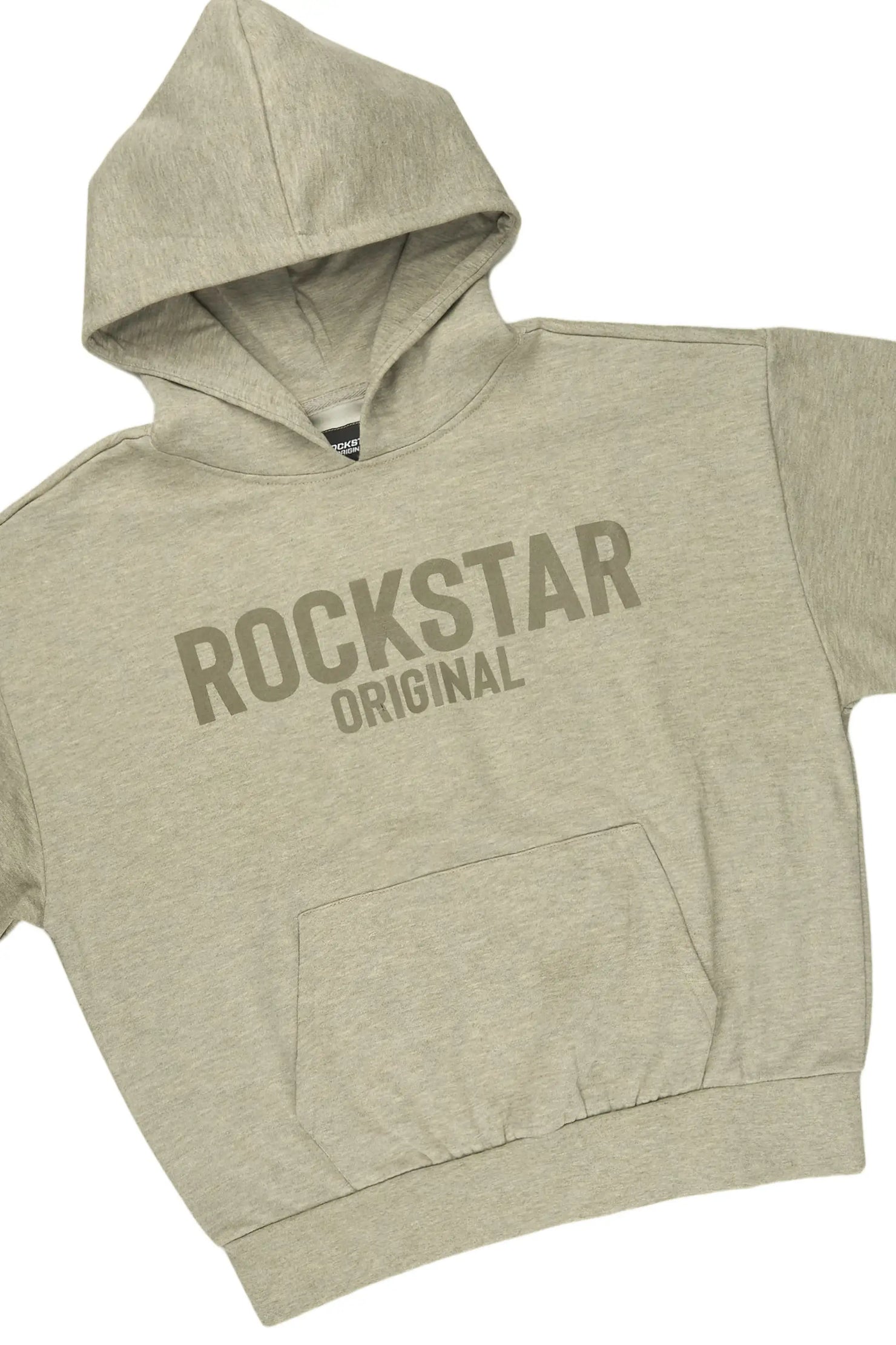 Sana Dark Oatmeal Cut Sleeve Hoodie Short Set