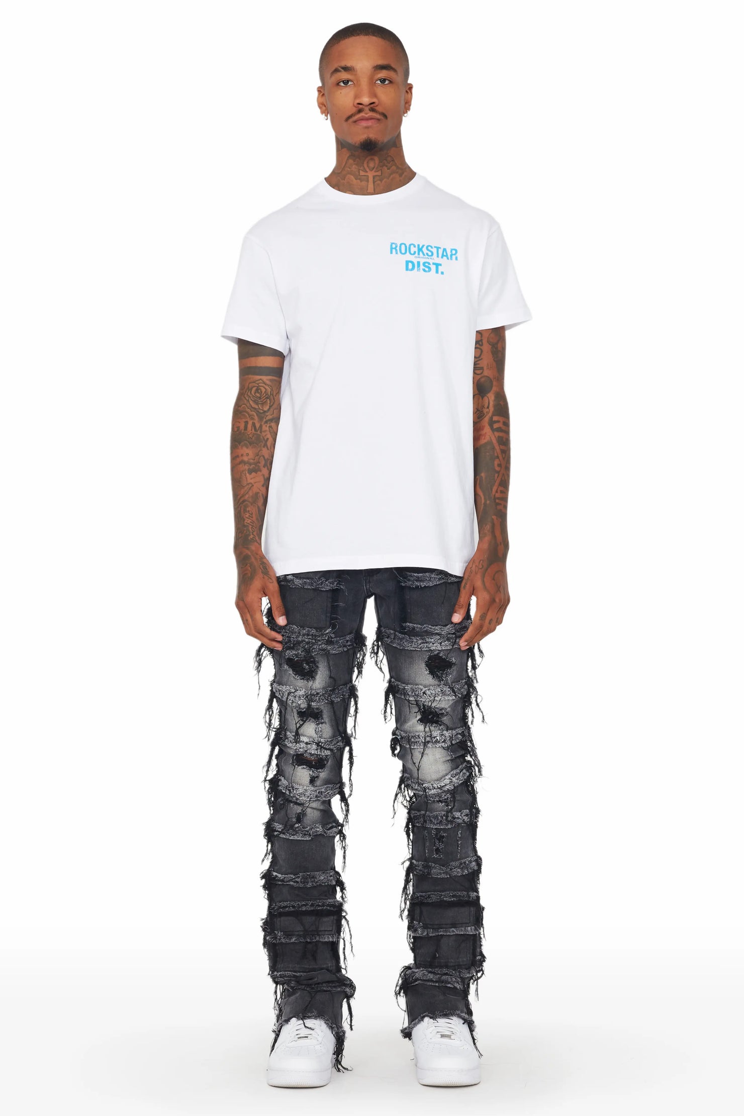 Josie Black Stacked Flare Jean