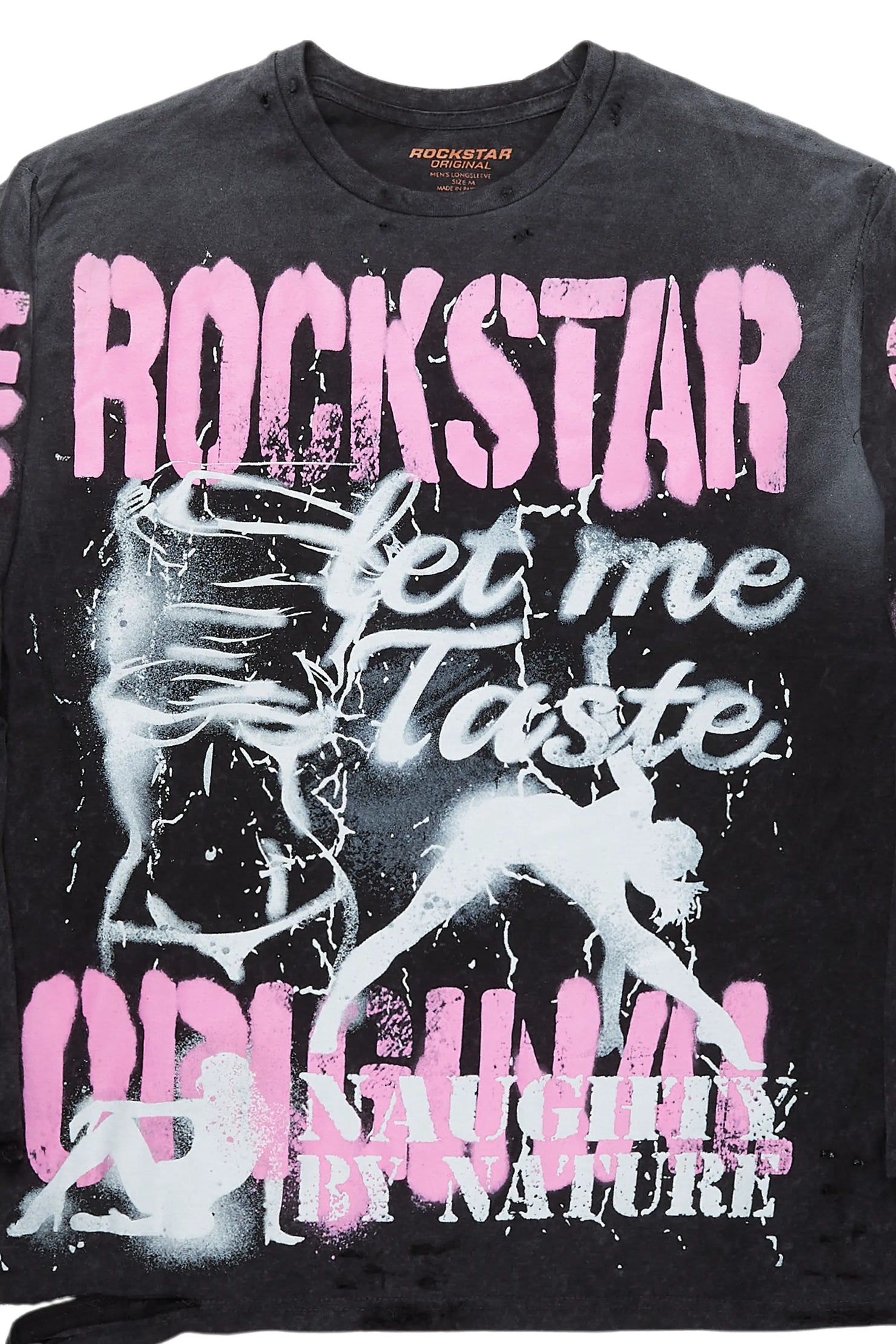 Strip Army Vintage Black Long Sleeve Graphic T-Shirt