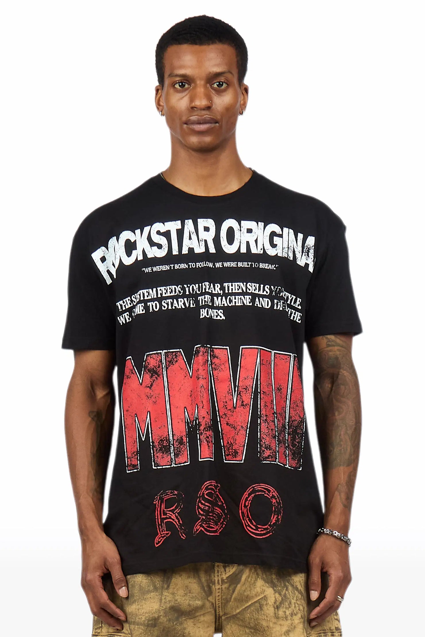Caezor Black Oversized Graphic T-Shirt