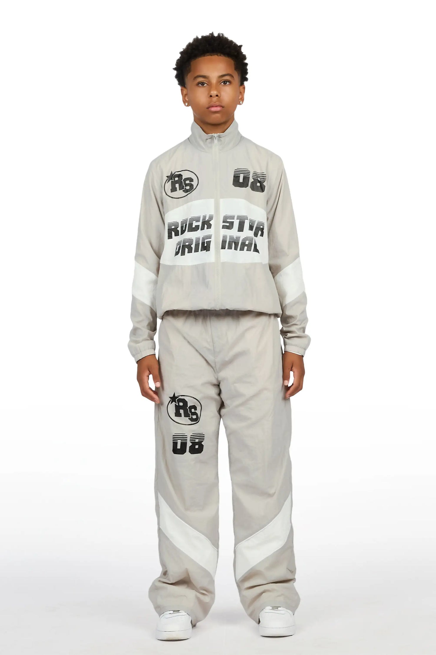 Boys Wayra Grey Windbreaker Jacket Track Set