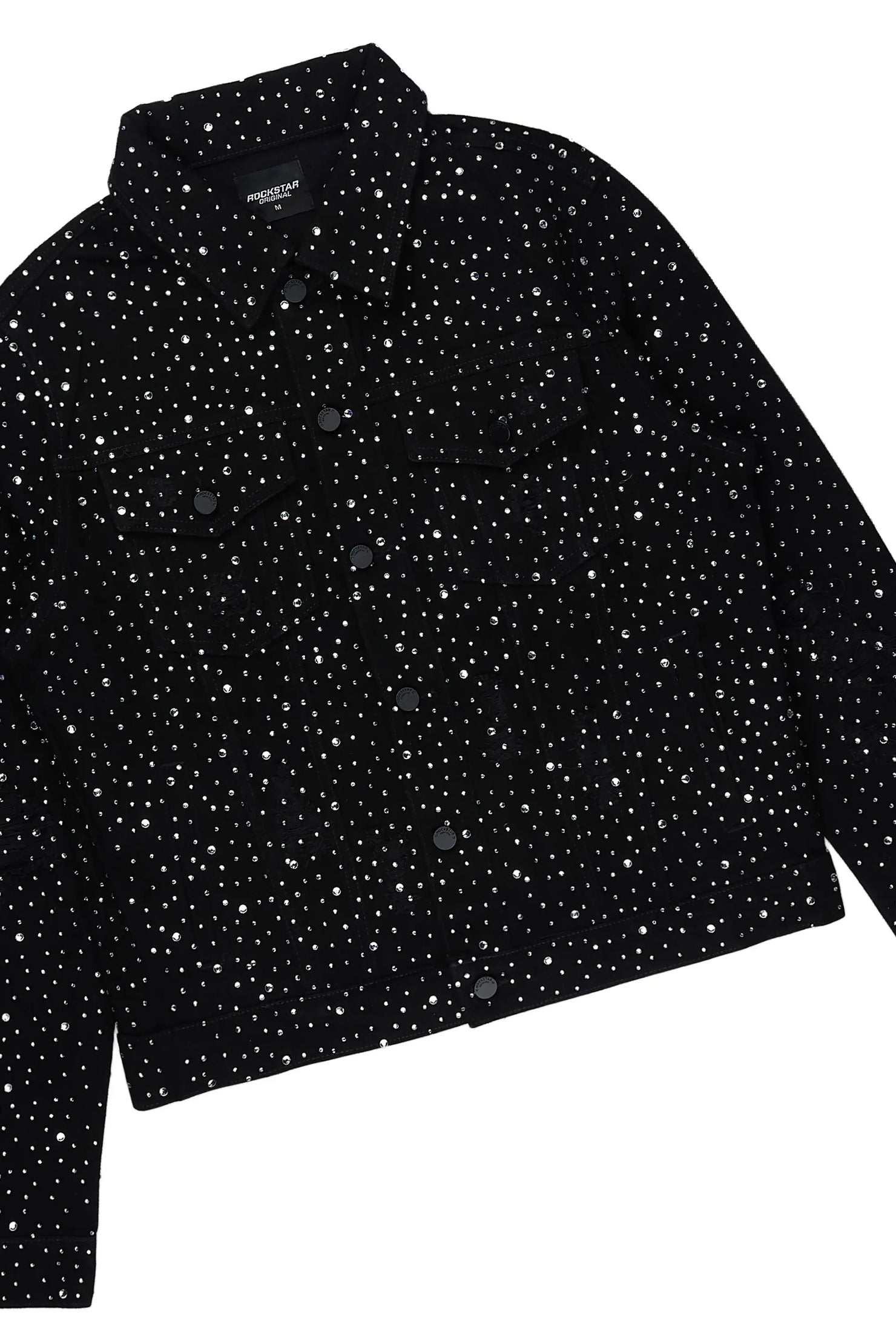Discolite Black Rhinestone Denim Jacket/Baggy Jean Set