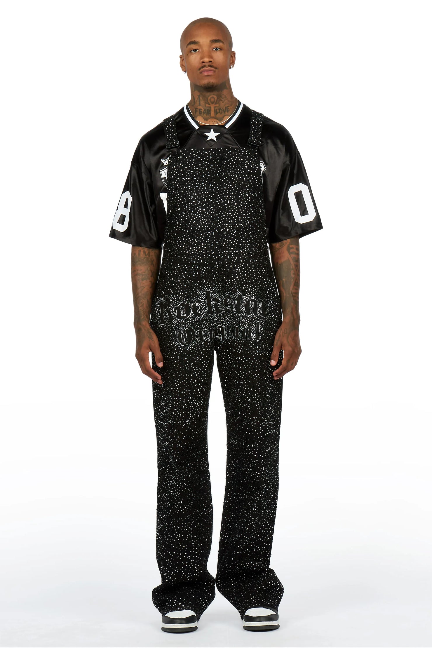 Dezmin Black Rhinestone Denim Overall