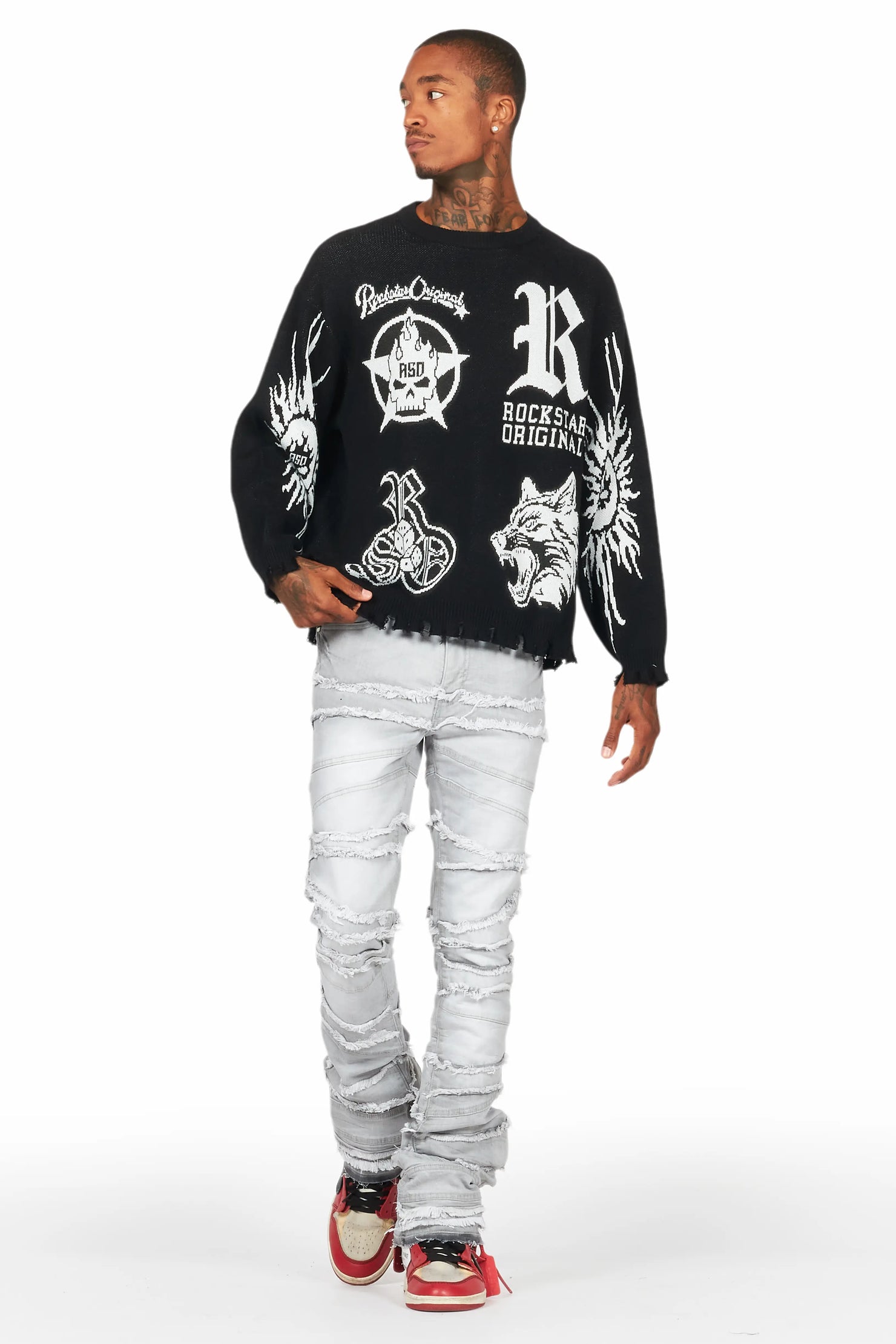 Franko Light Grey Stacked Flare Jean