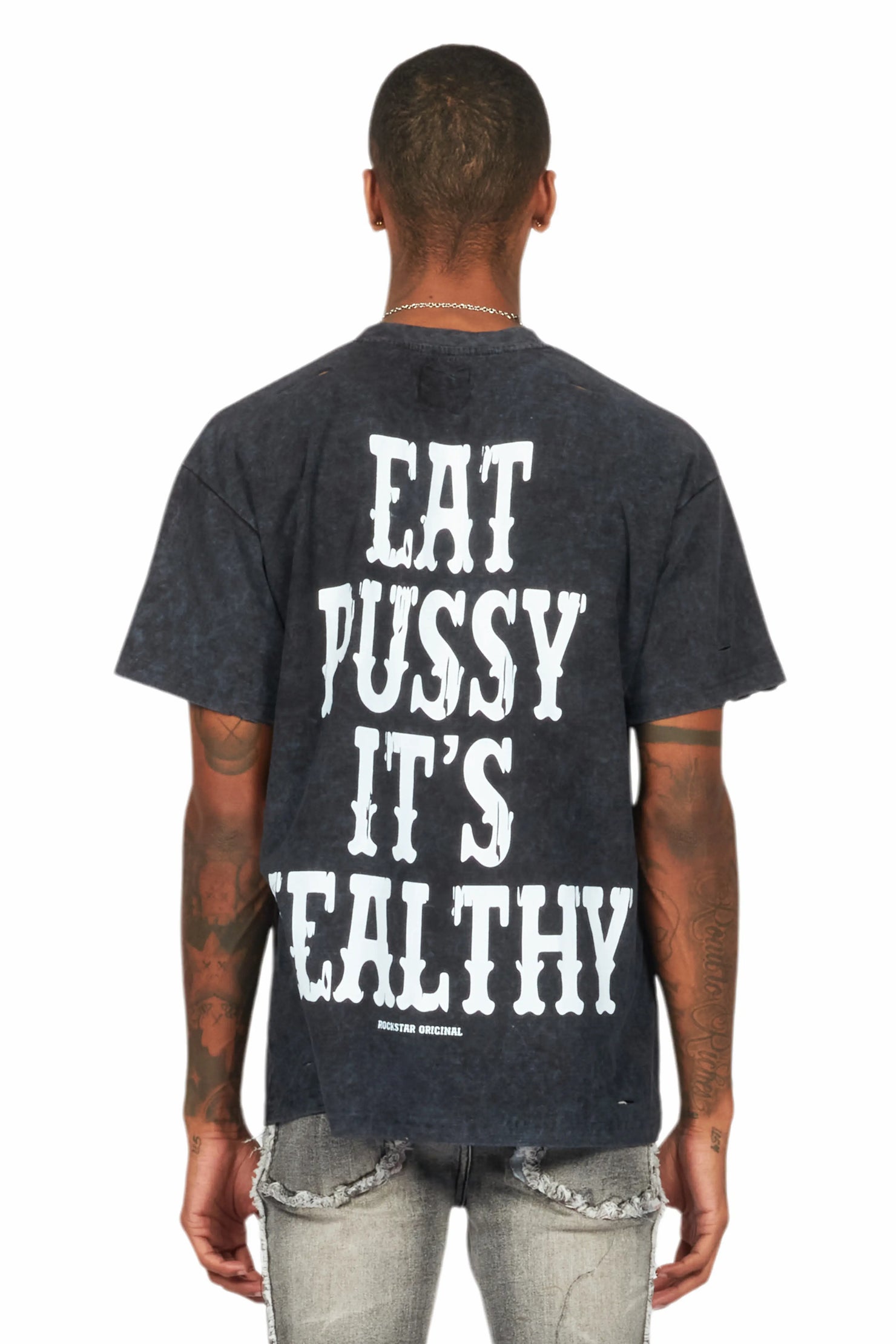 Posse Vintage Black Distressed Oversized T-Shirt