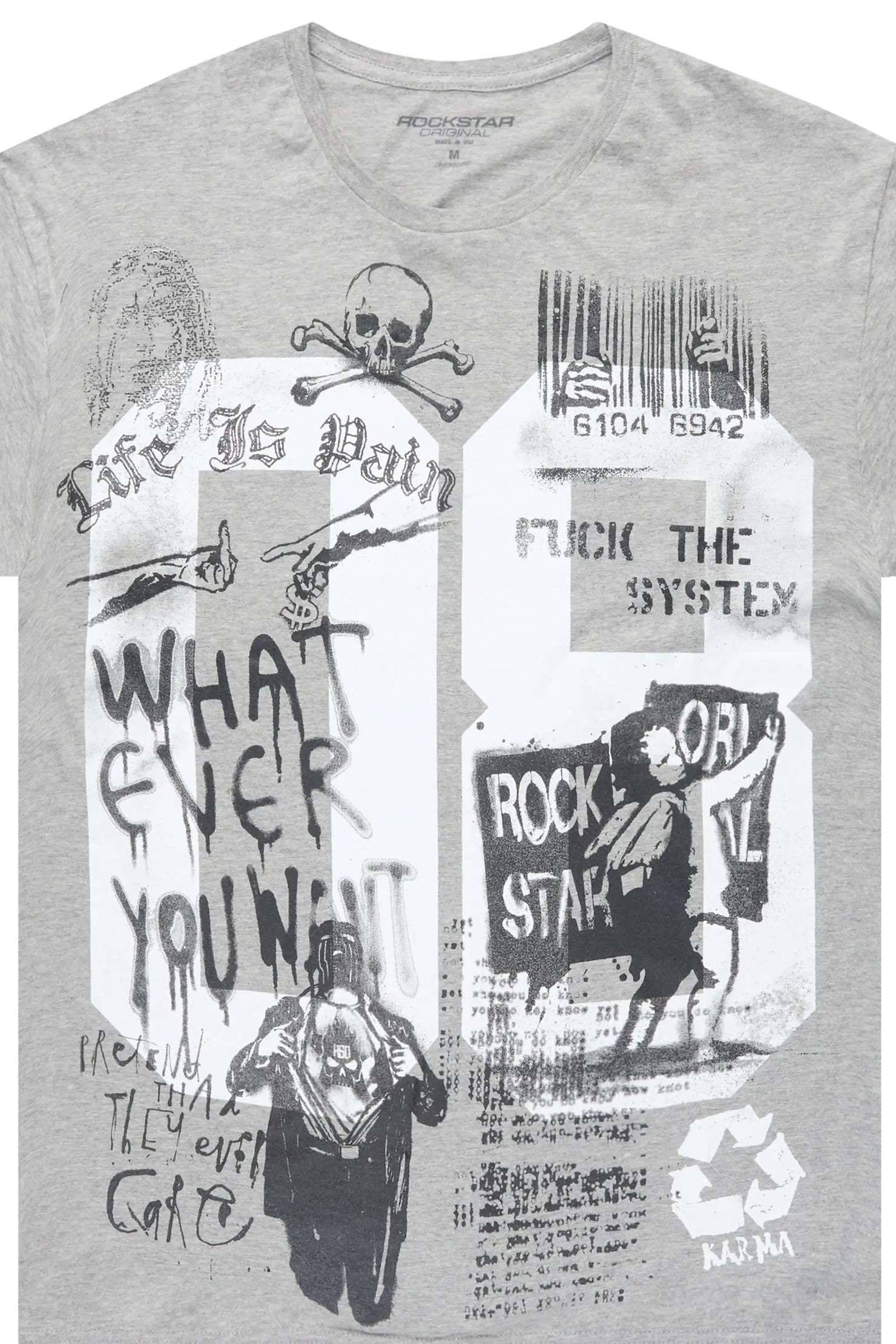 Grill 2.0 Grey/Black Oversized Graphic T-Shirt