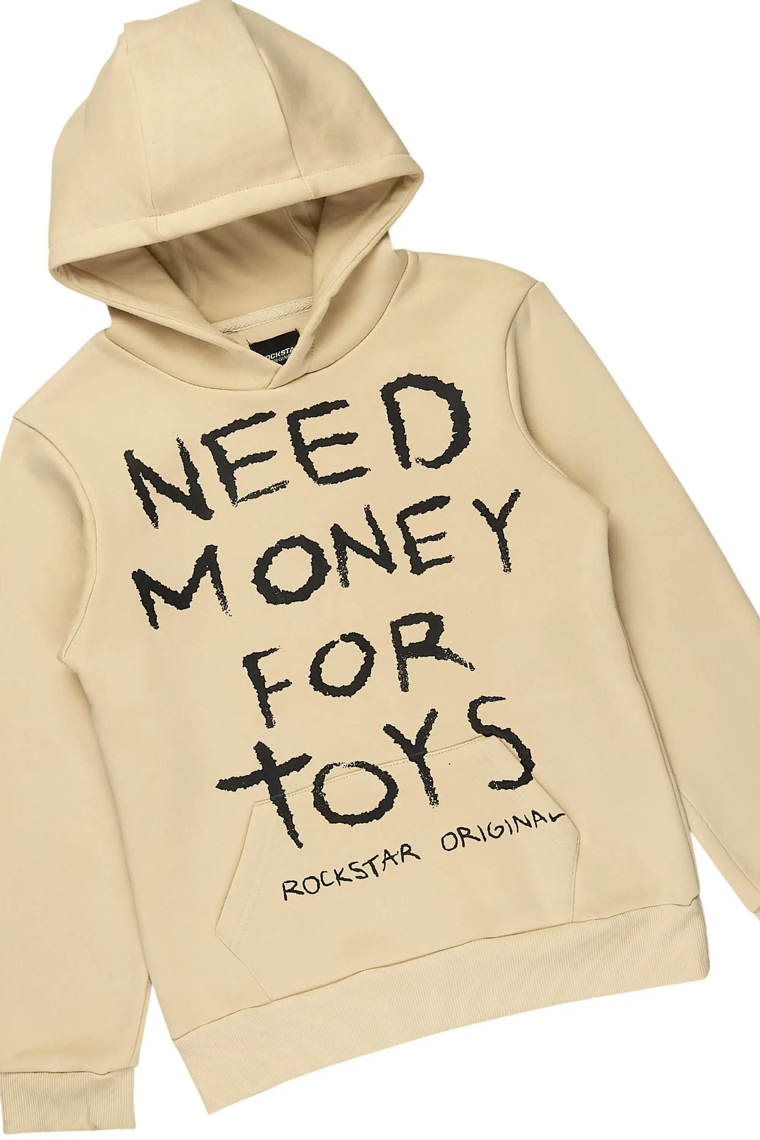 Boys M4 Toys Beige Hoodie/Stacked Jean Set