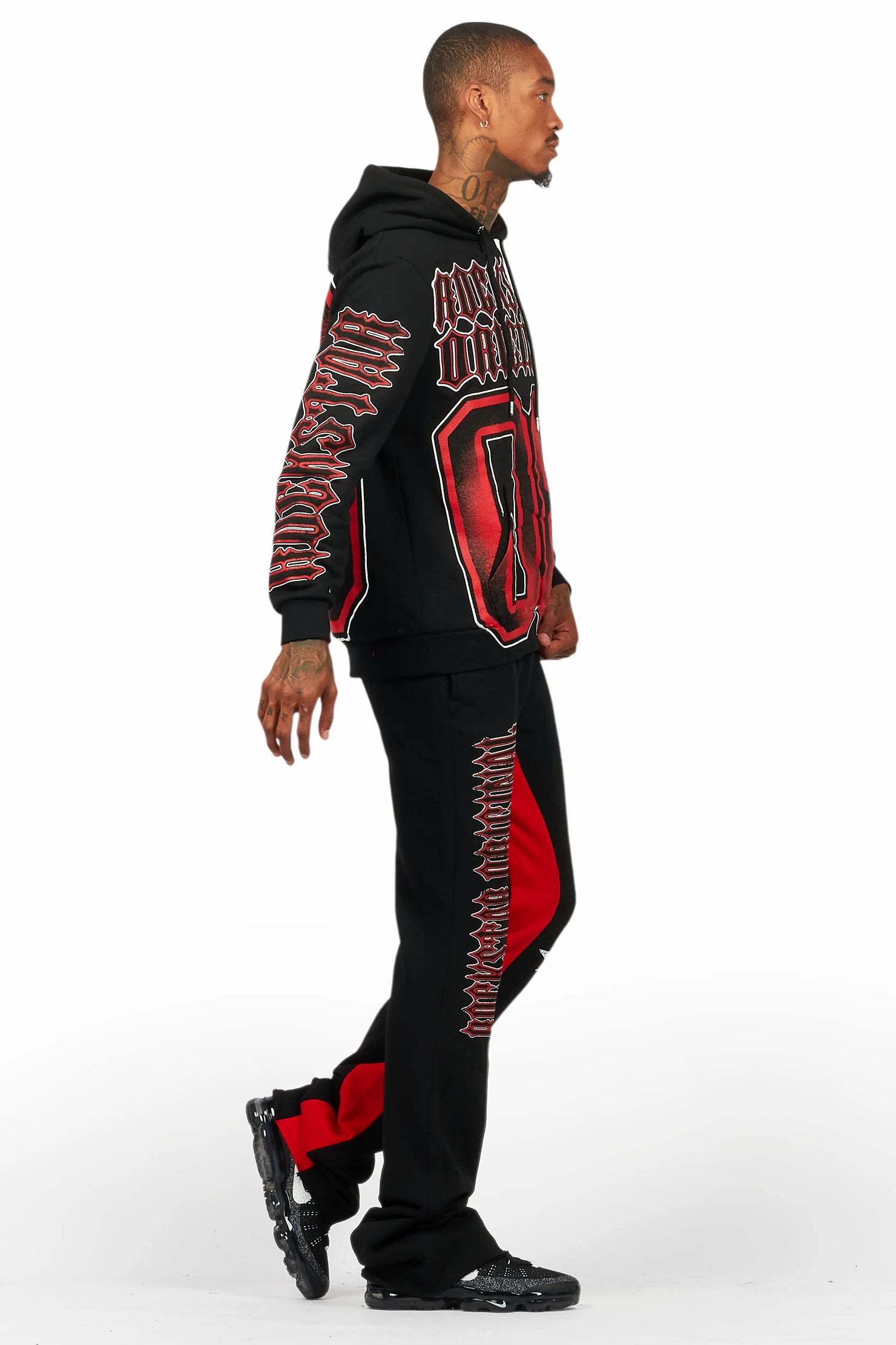 Alim Black/Red Hoodie/Baggy Track Pant Set