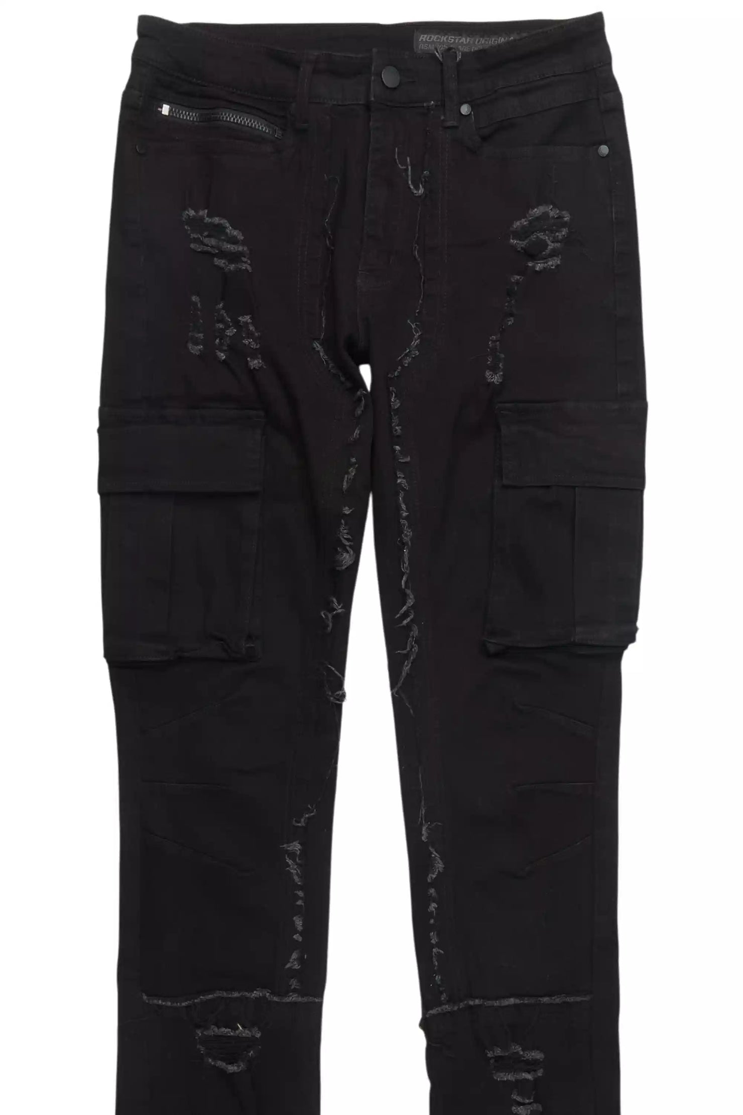 Aftermath Jet Black Stacked Flare Jean