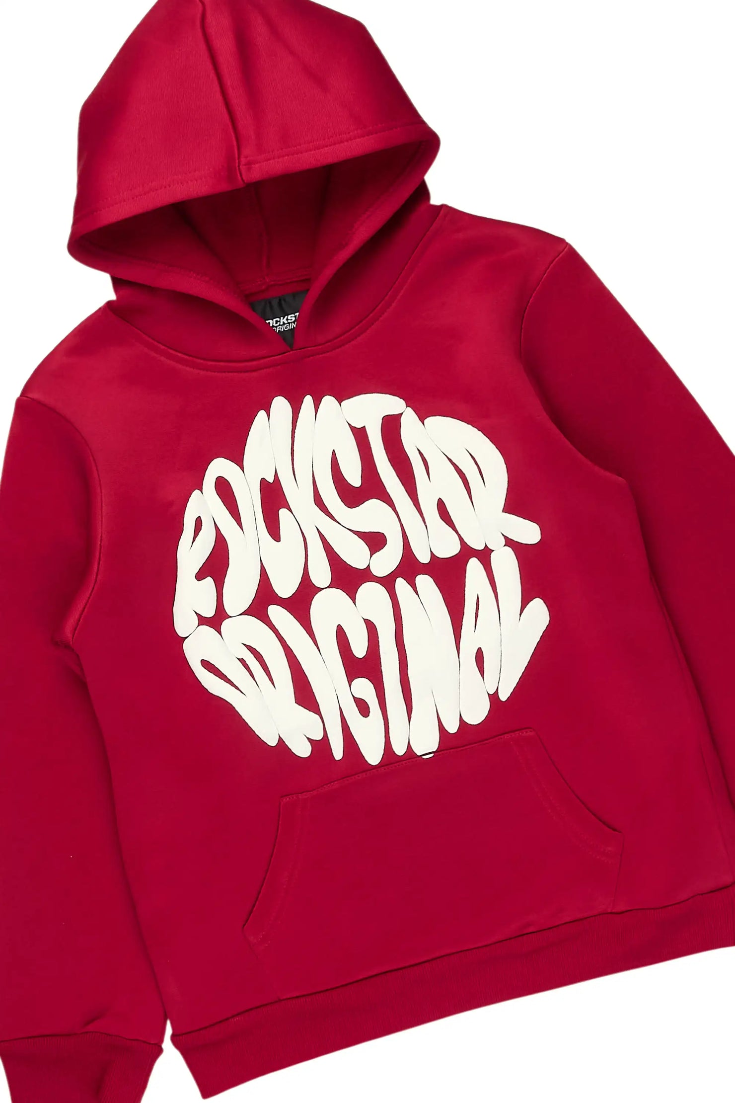 Boys Thierry Burgundy/White Stacked Flare Track Pant Set