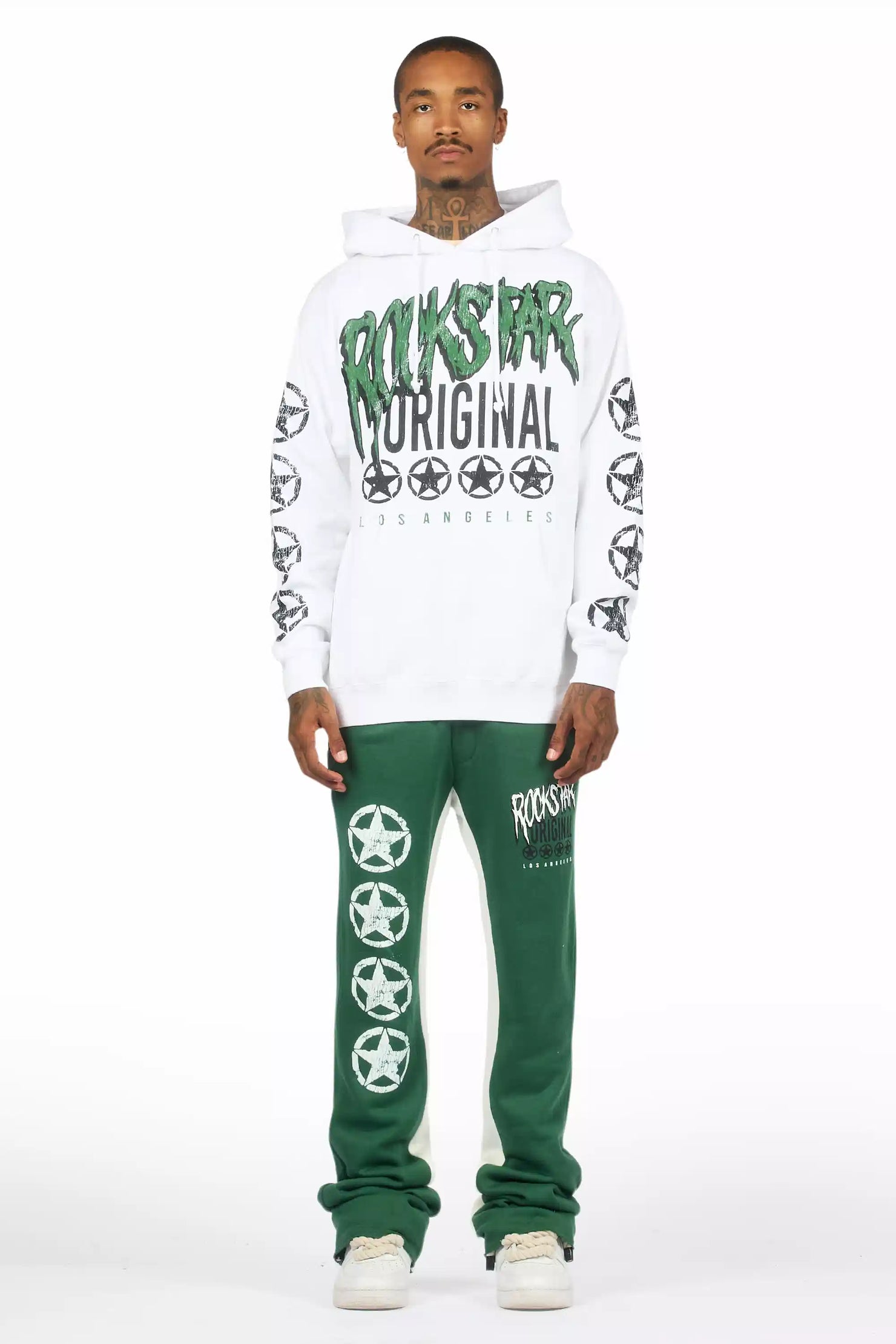 Wizzurd White/Green Hoodie Stacked Track Set