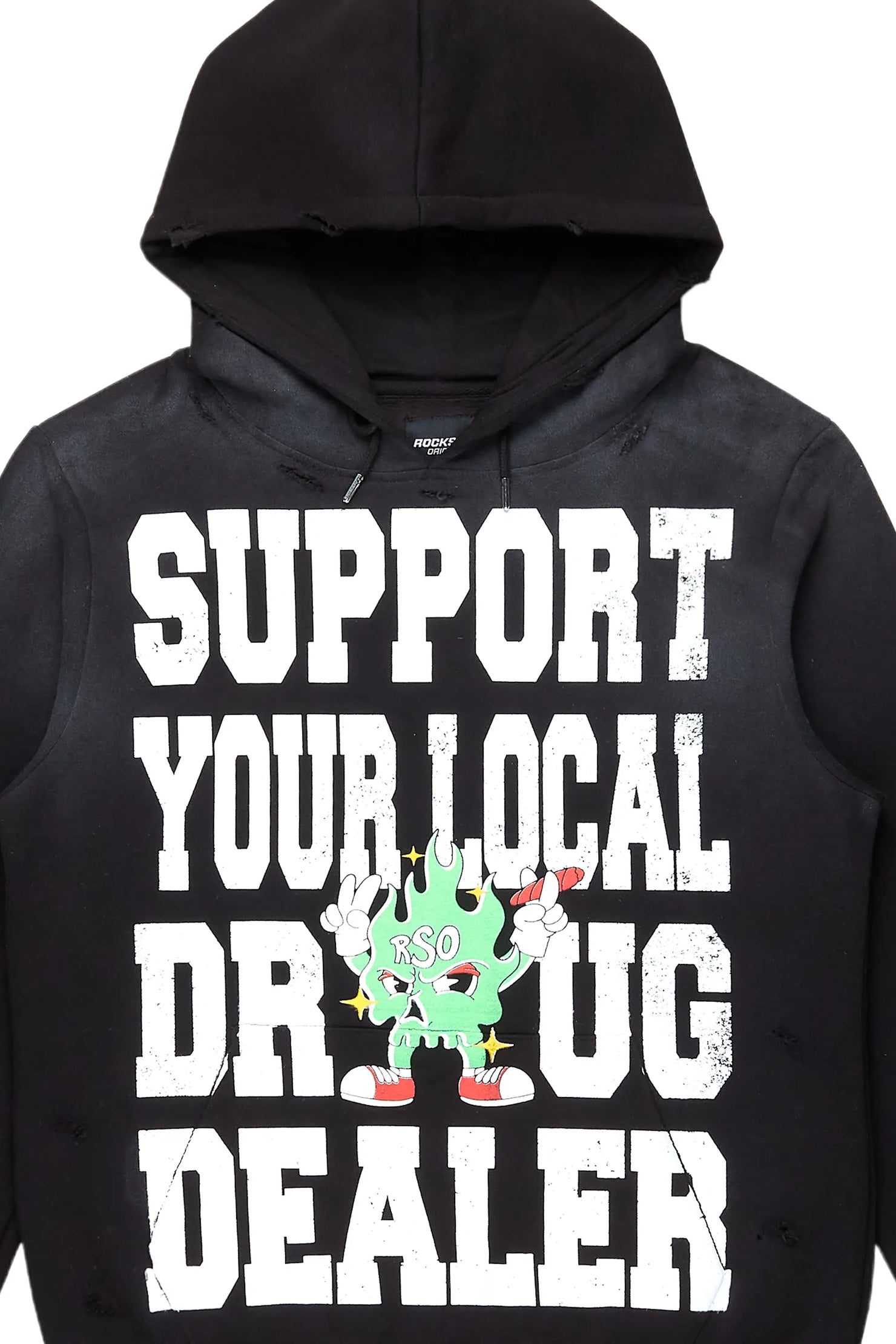 Tarl Black Distressed Graphic Relaxed Hoodie