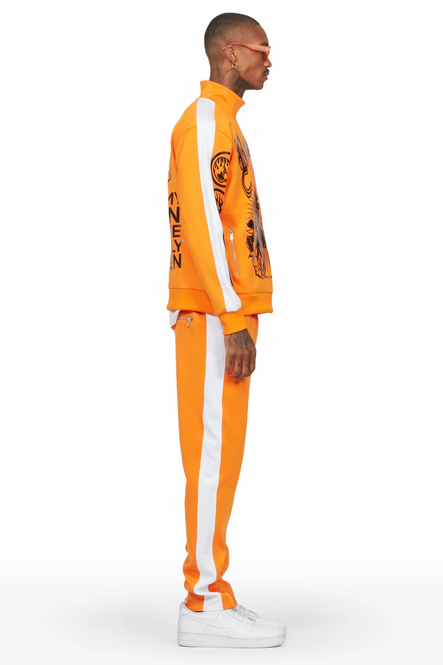 Yarden Orange Tricot Slim Fit Track Set