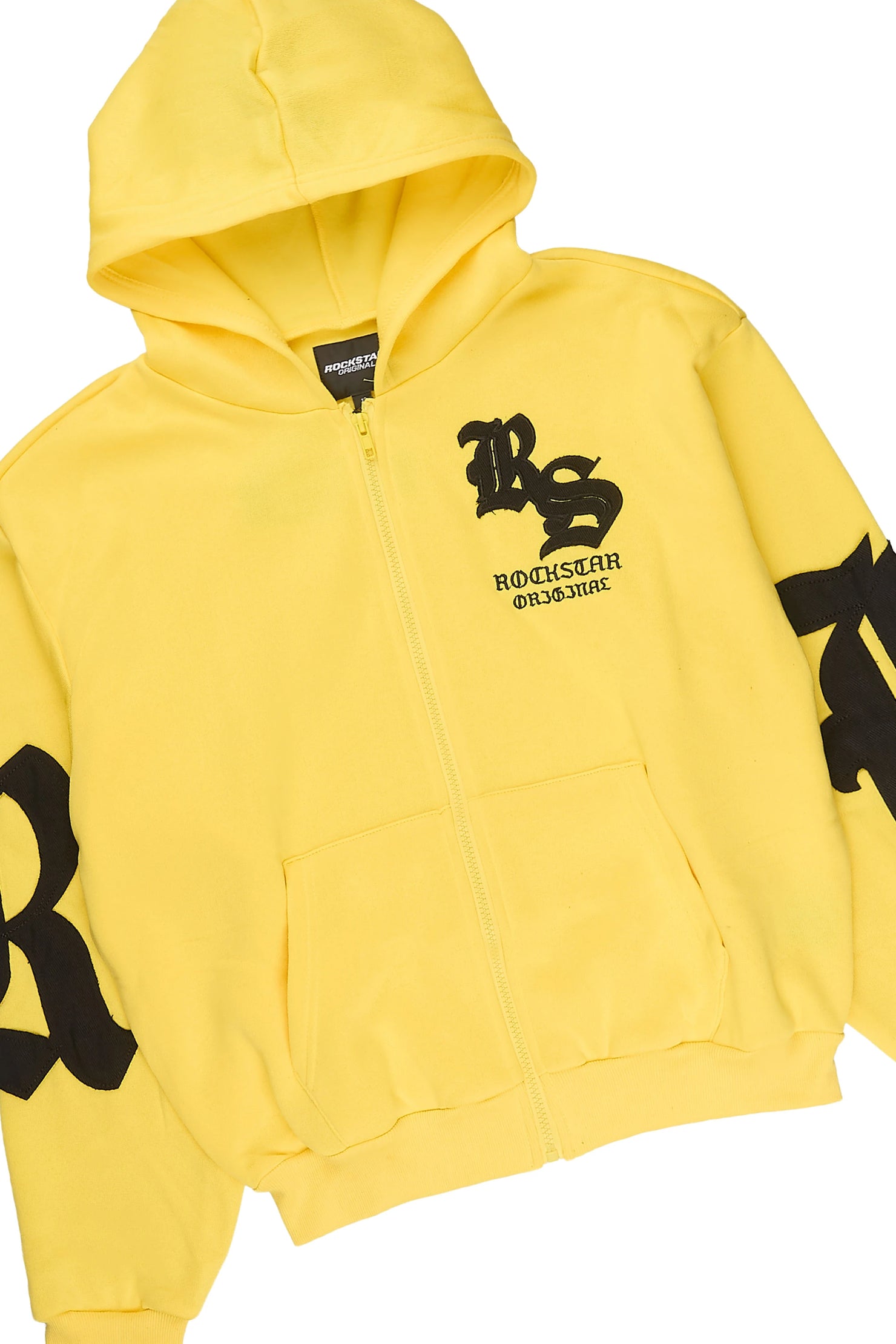 Boys Shire Yellow/Black Zip Up Hoodie Stacked Track Set