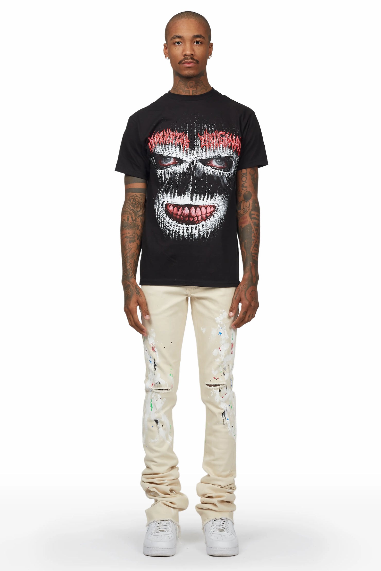 Mart Beige Painter Super Stacked Flare Jean