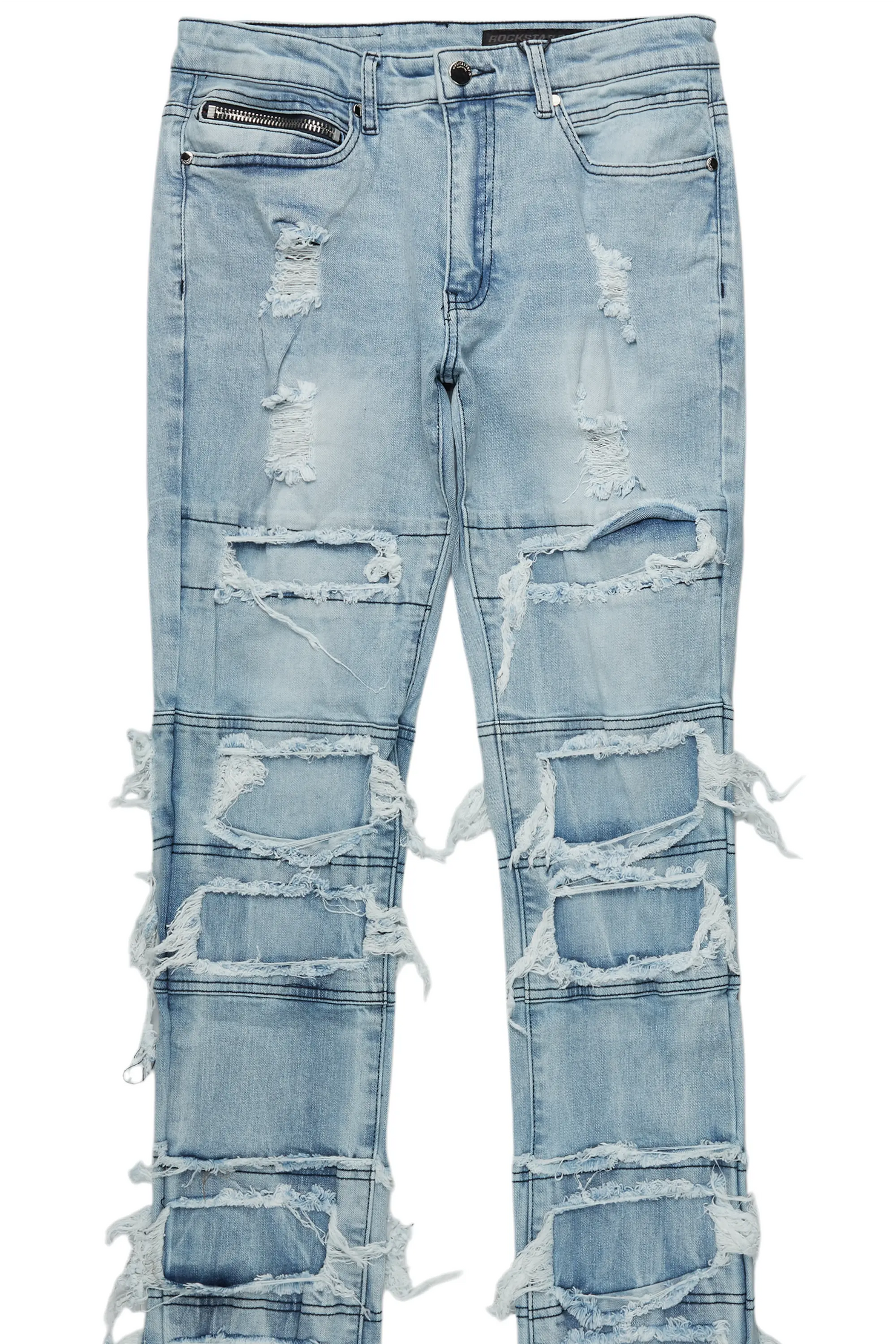 Vasco Light Blue Stacked Flare Jean