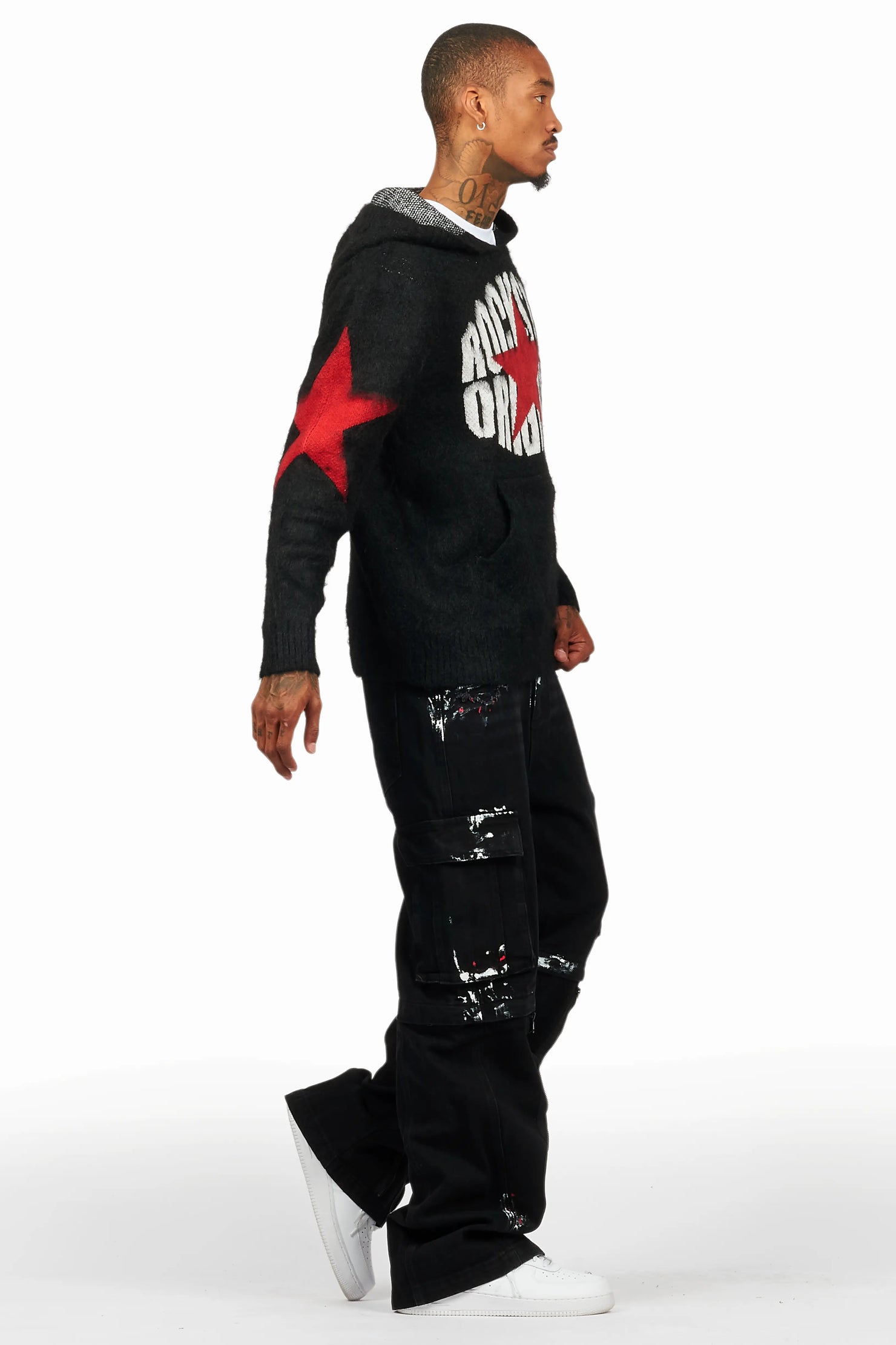 States Black Mohair Hoodie/Baggy Fit Jean Bundle