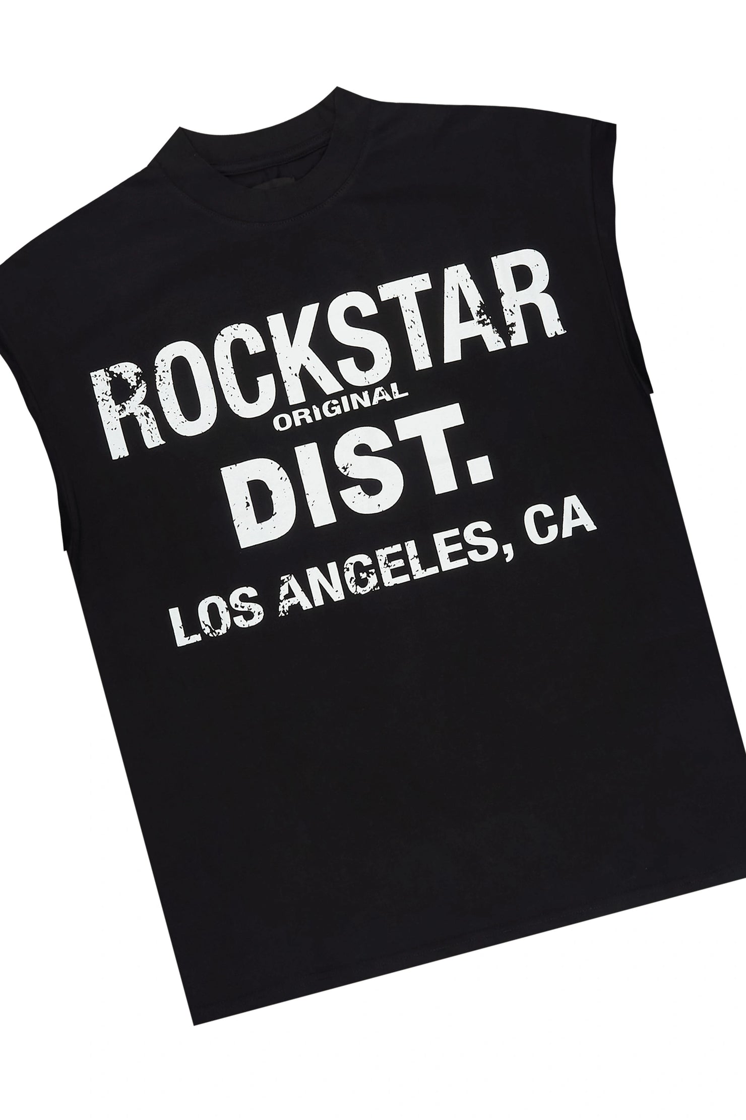 Sevyn Black/Black Rhinestone Cut Sleeve T-Shirt Denim Short Set