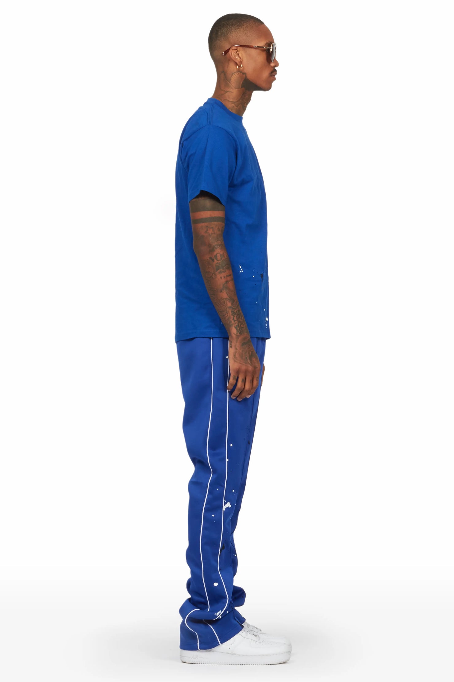 Jaco Royal Blue T-Shirt Flare Track Pant Set