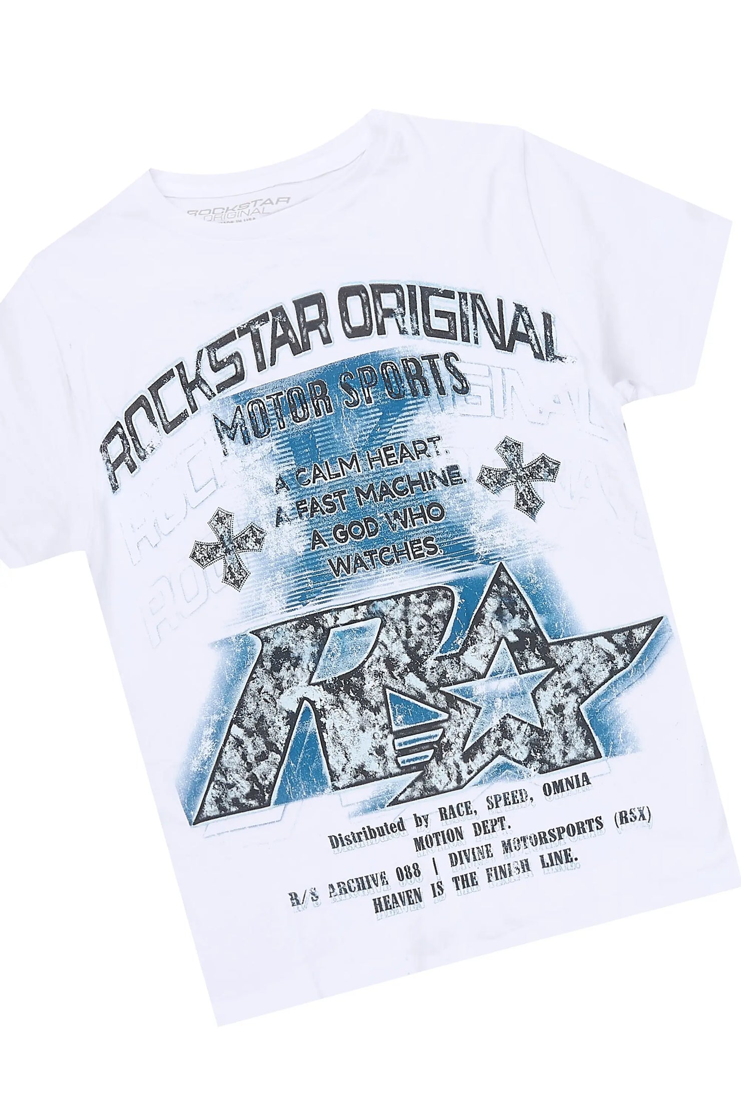 Boys Byson White/Blue T-Shirt Patchwork Jean Set