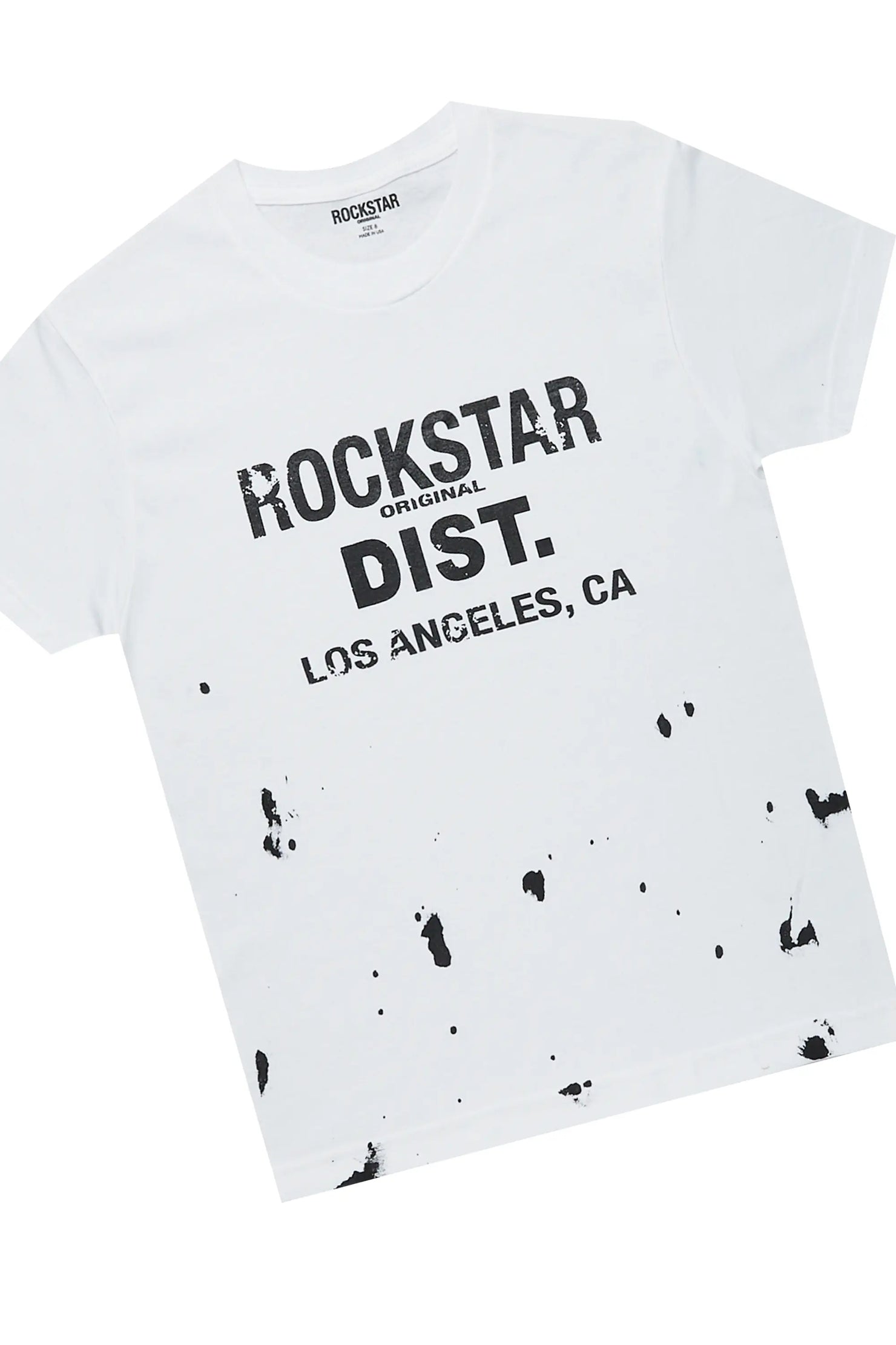 Boys Yasir White/Vintage T-Shirt/Stacked Flare Jean Set