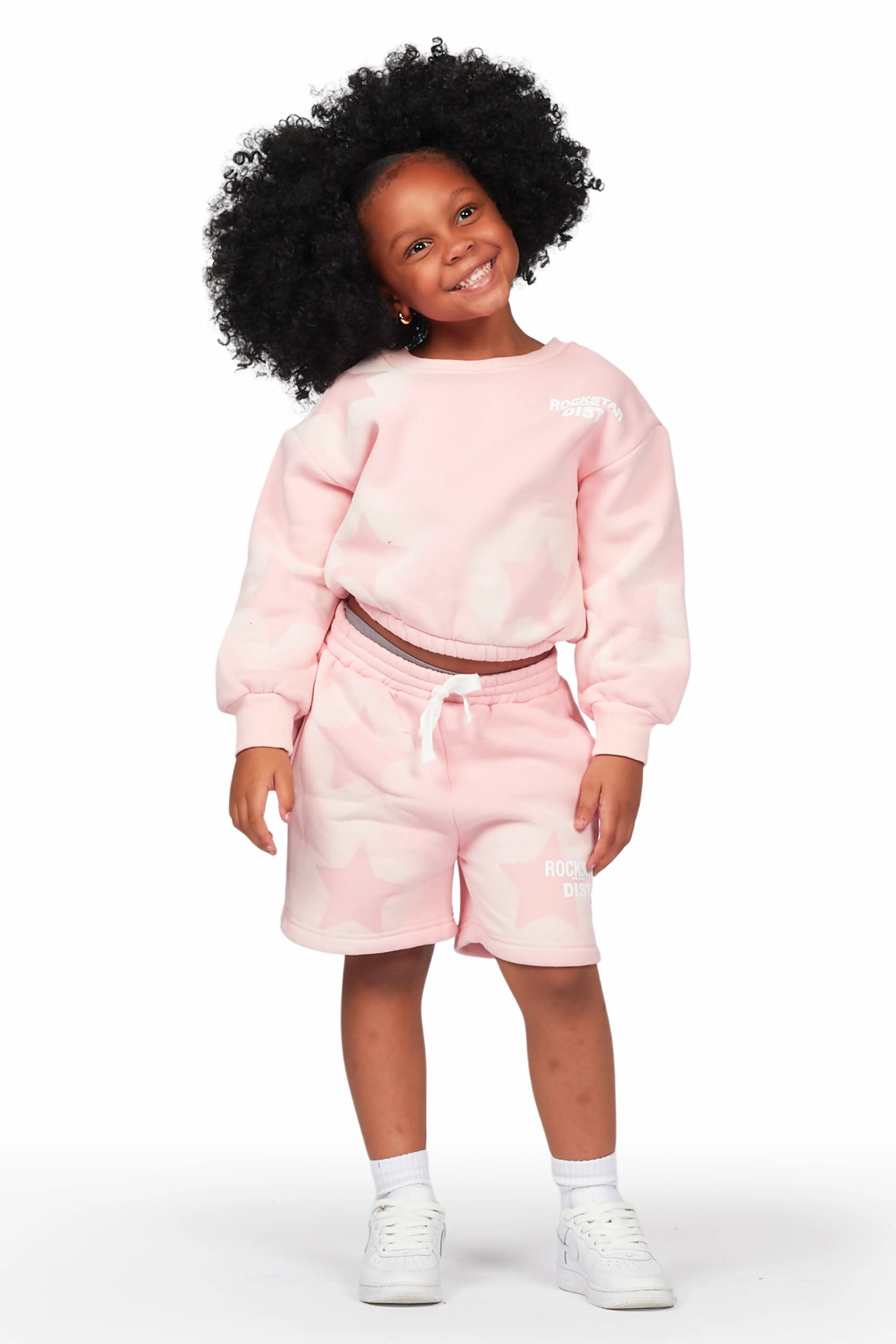 Girls Dally Light Pink Crop Top Short Set