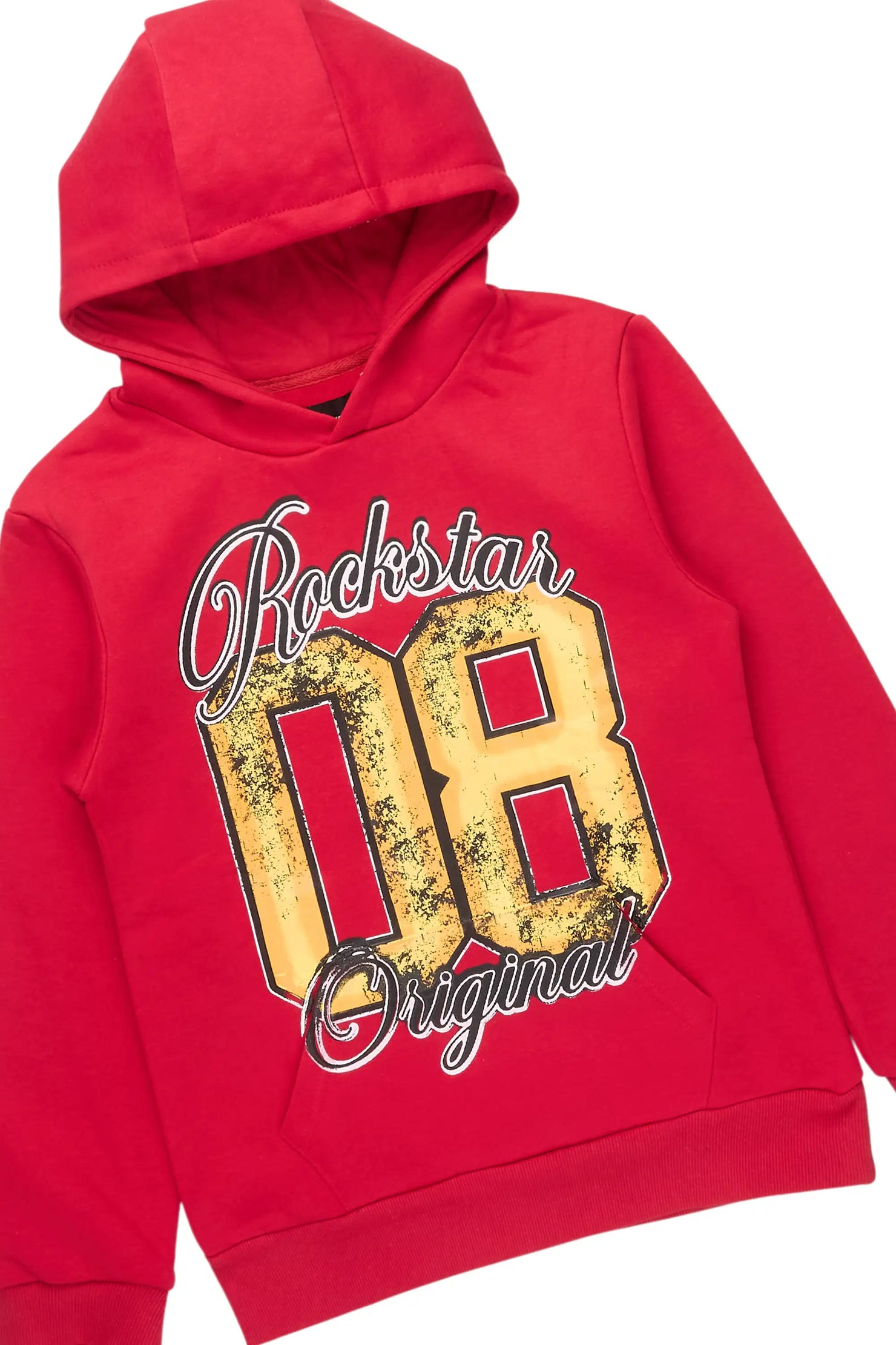 Boys Debo Red Hoodie & Zeta Blue Stacked Jean Set