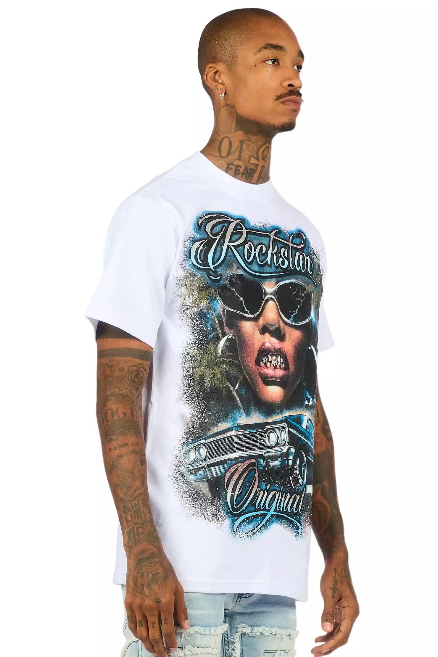 Ozair White/Multi Oversized Graphic T-Shirt