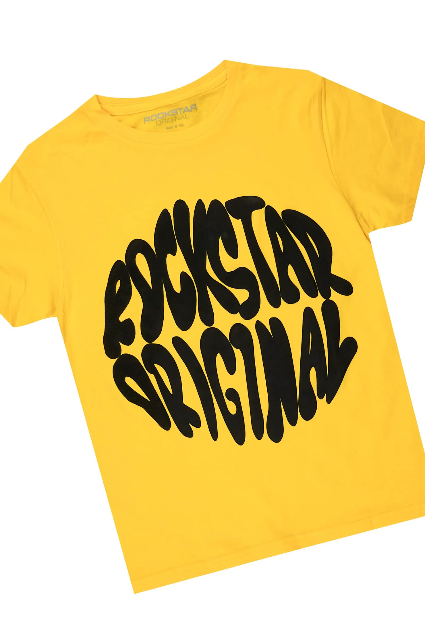 Girls Therry Yellow/Black T-Shirt Stacked Jean Set