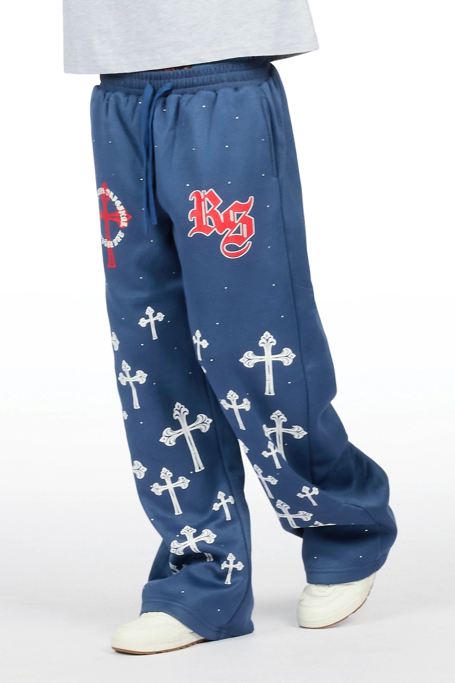 Boys Madar Navy Rhinestone Super Baggy Track Pant