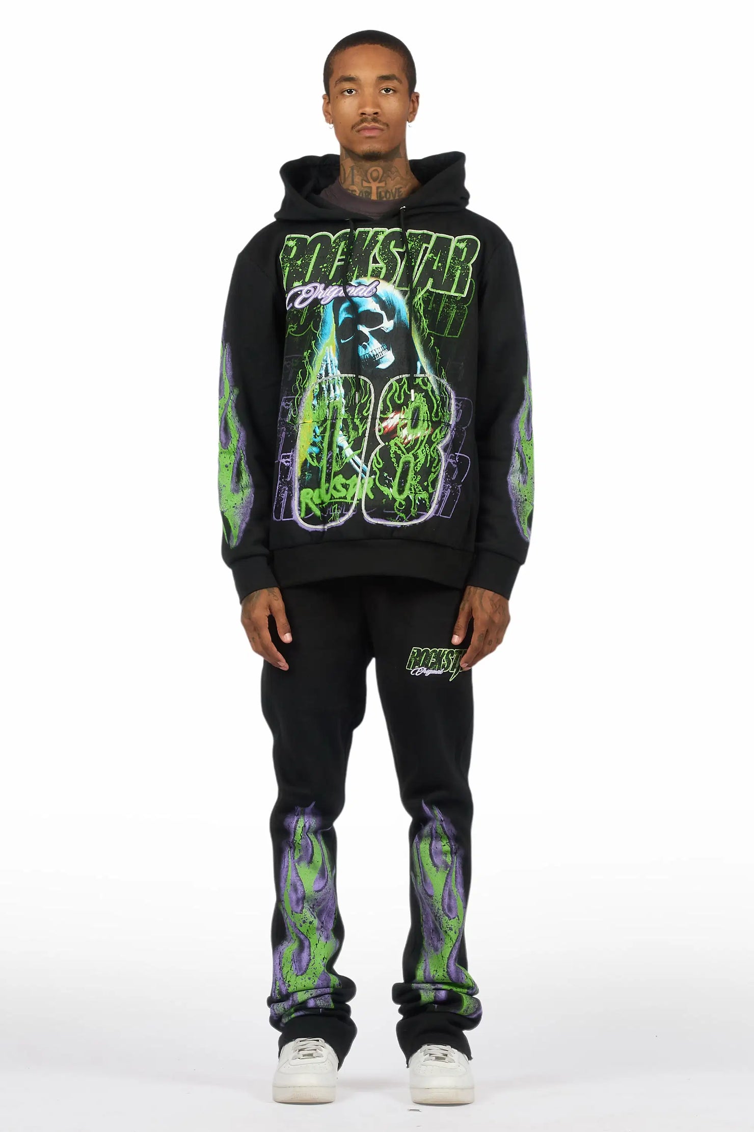 Kruz Black Hoodie/Stacked Pant Track Set